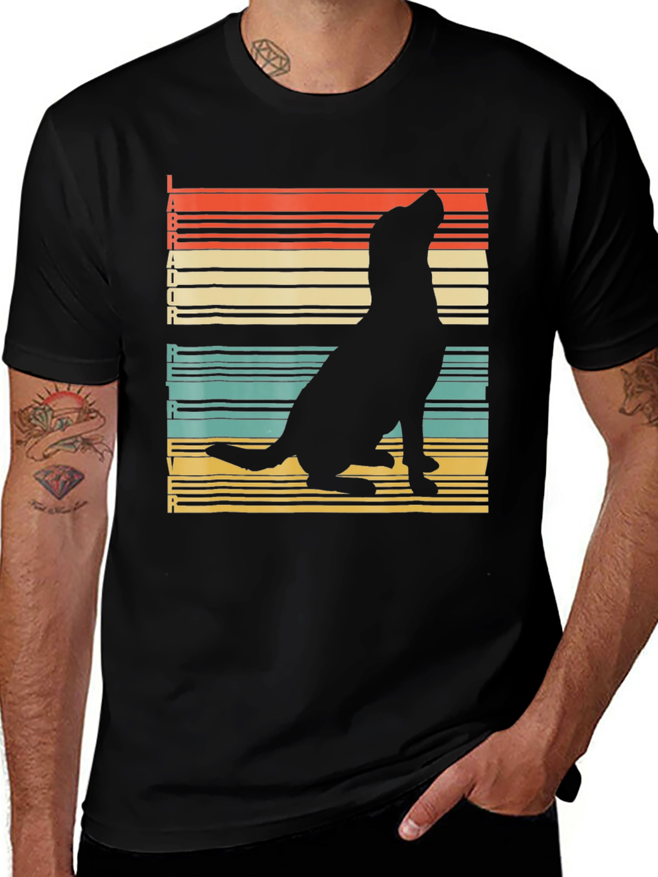 Variant 19 of Retro Labrador Silhouette T-Shirt - Black