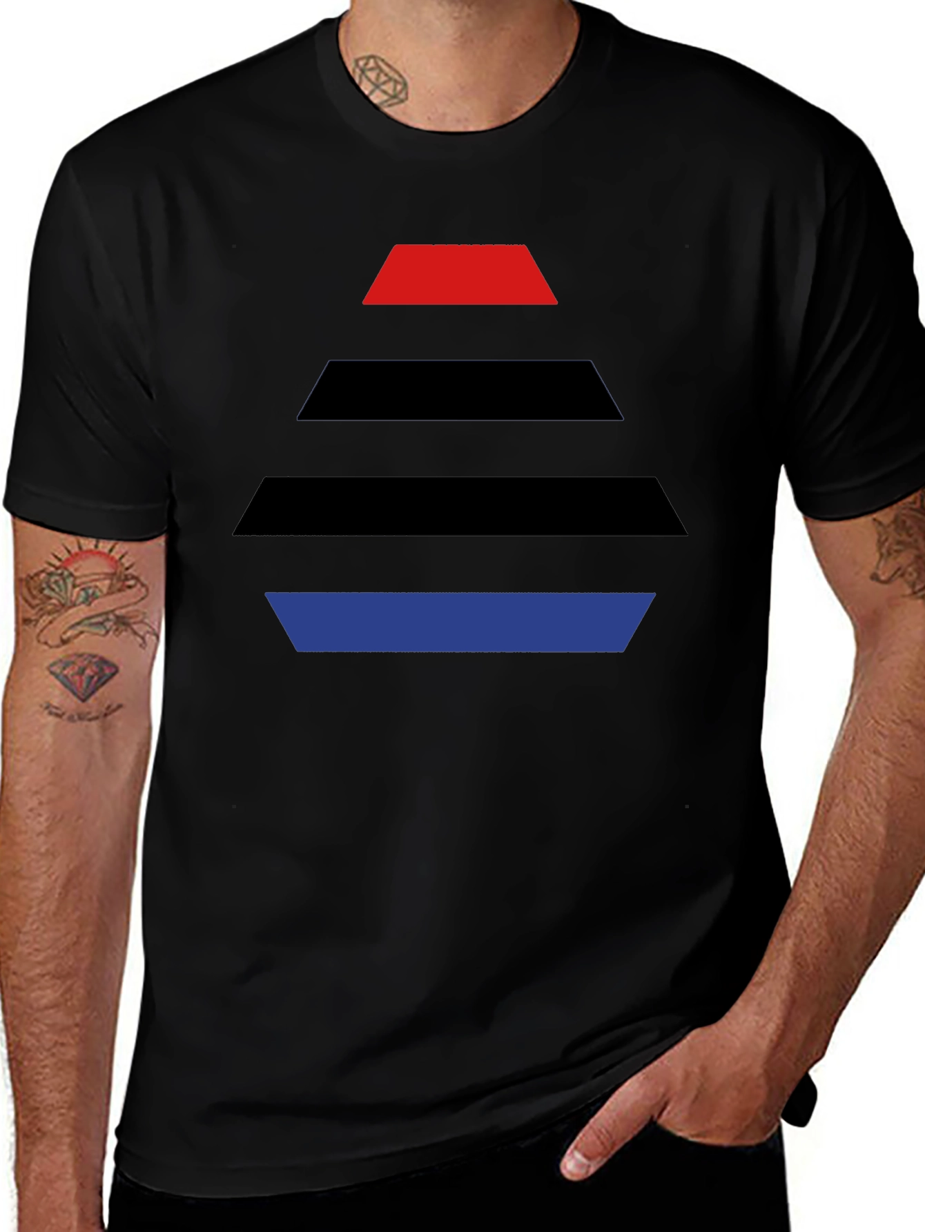 Variant 7 of Geometric Layered T-Shirt - Casual Black Tee