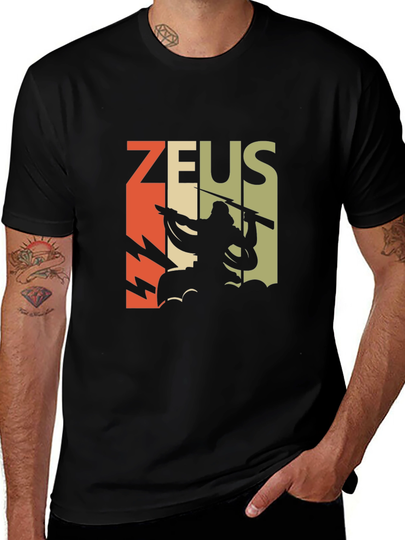 Retro Zeus Graphic T-Shirt - Black