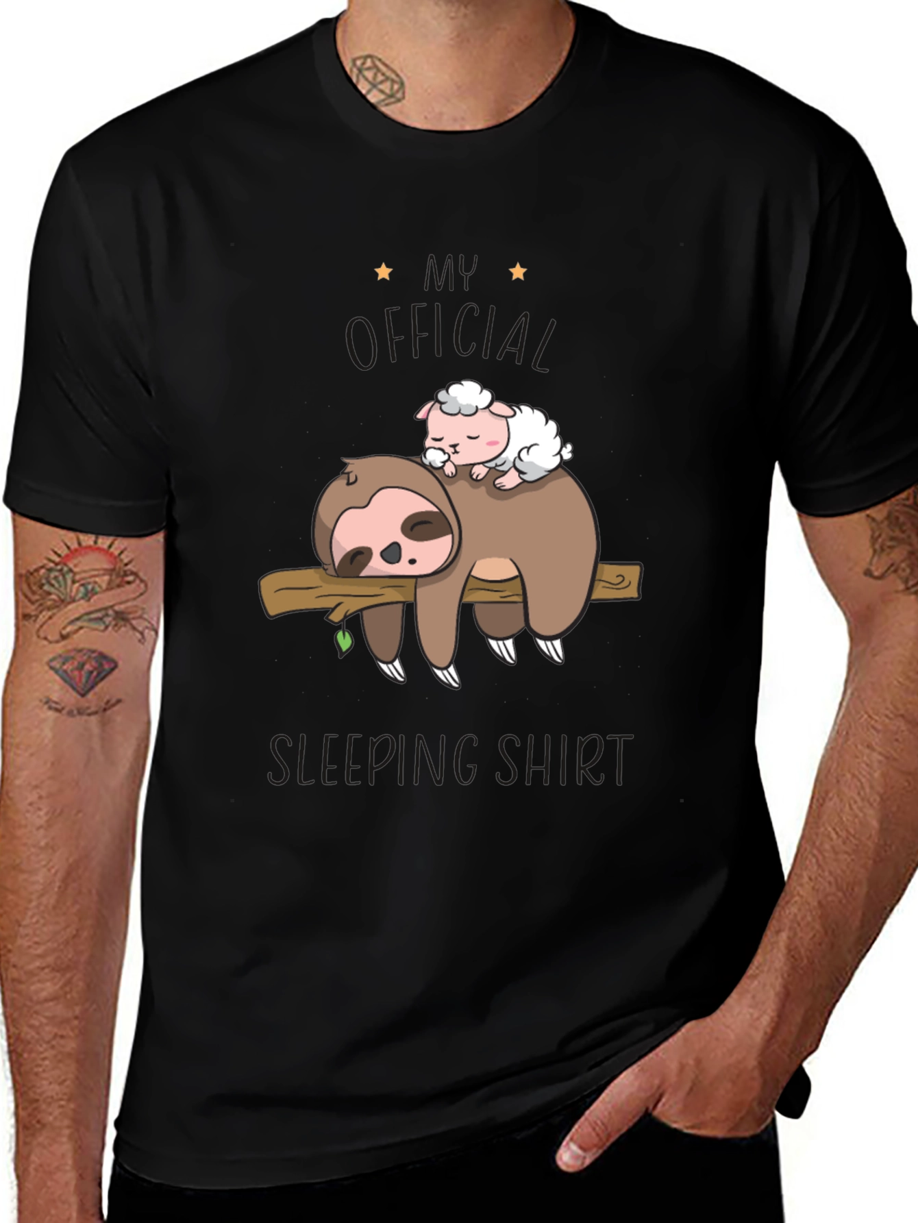 Variant 11 of Cute Sloth & Sheep Sleeping Shirt - Super Soft Tee