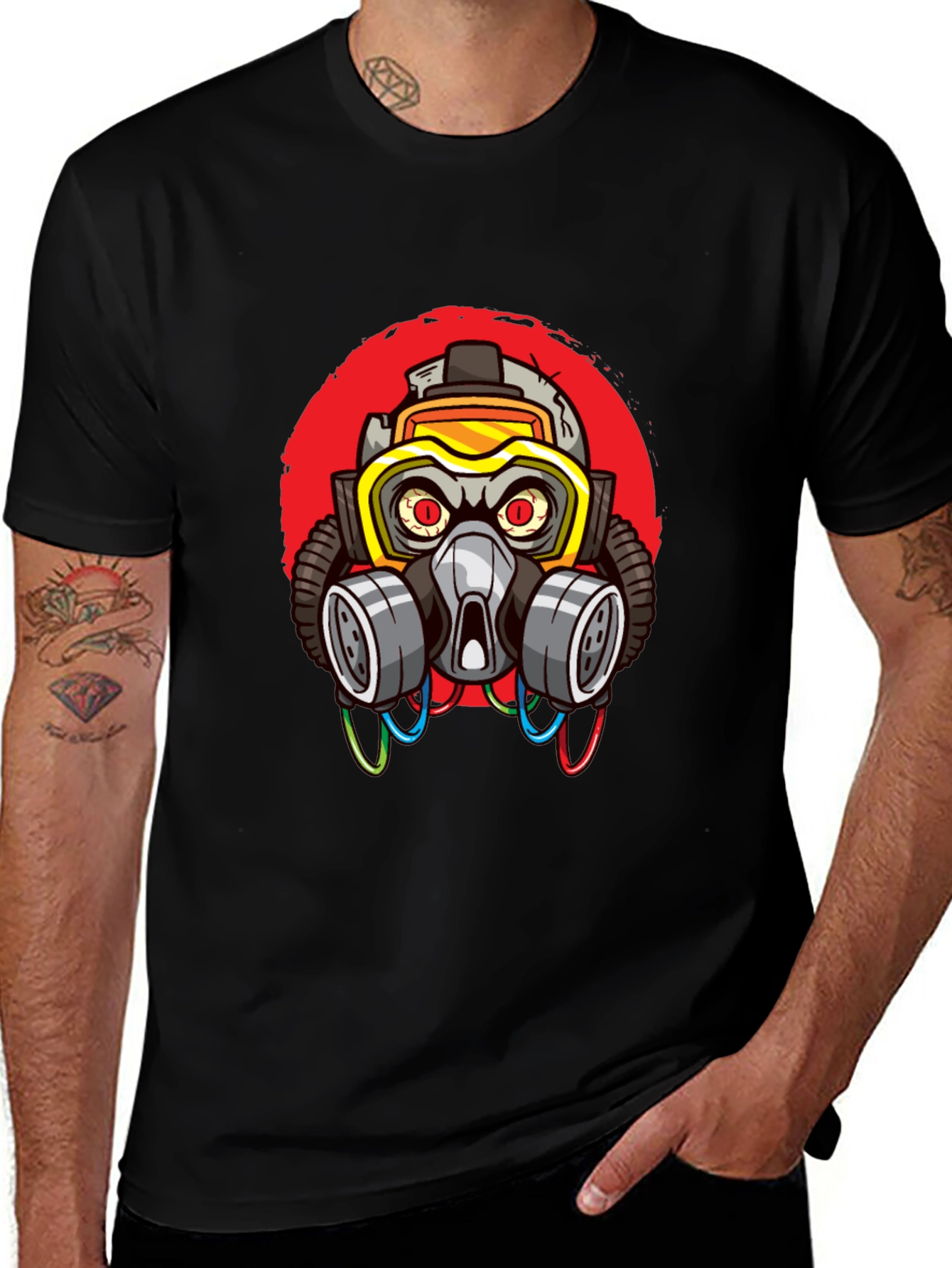 Black Gas Mask Graphic T-Shirt - Cool Streetwear Style main image