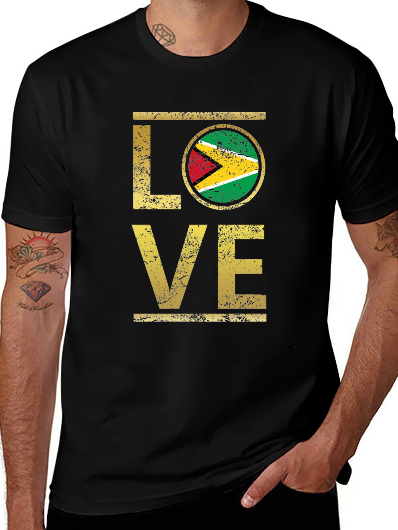 Guyana Flag LOVE Graphic T-Shirt