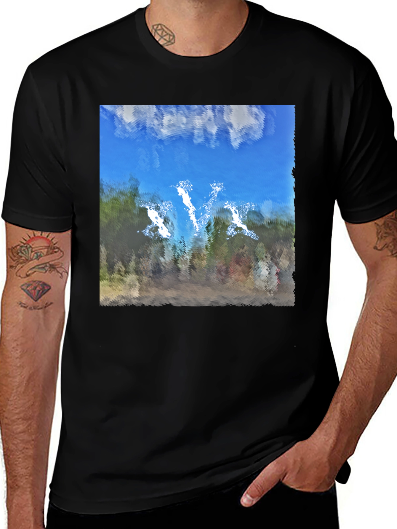 Variant 25 of Abstract Sky Graphic Black T-Shirt