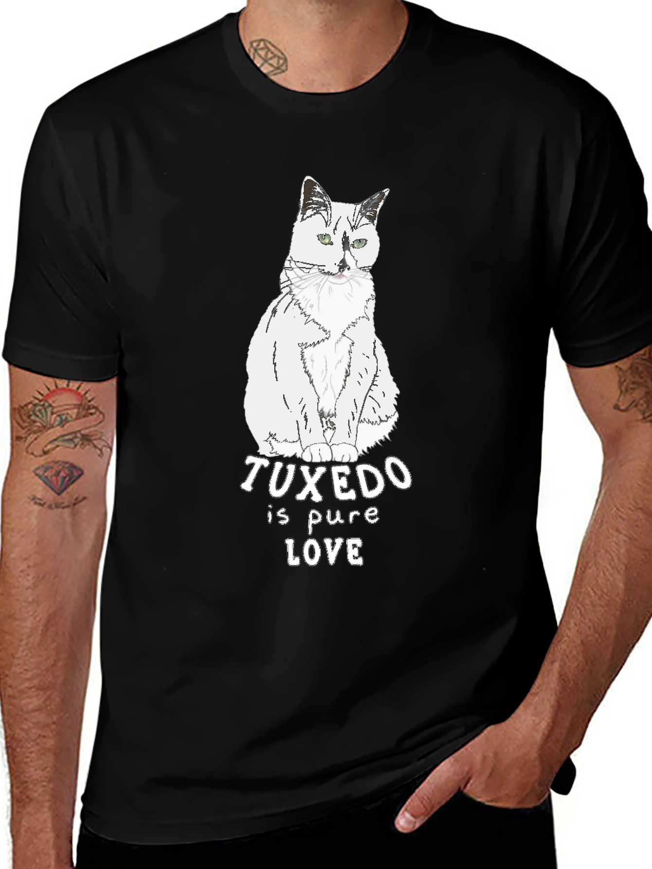 Tuxedo Cat Lover T-Shirt - Pure Love Design