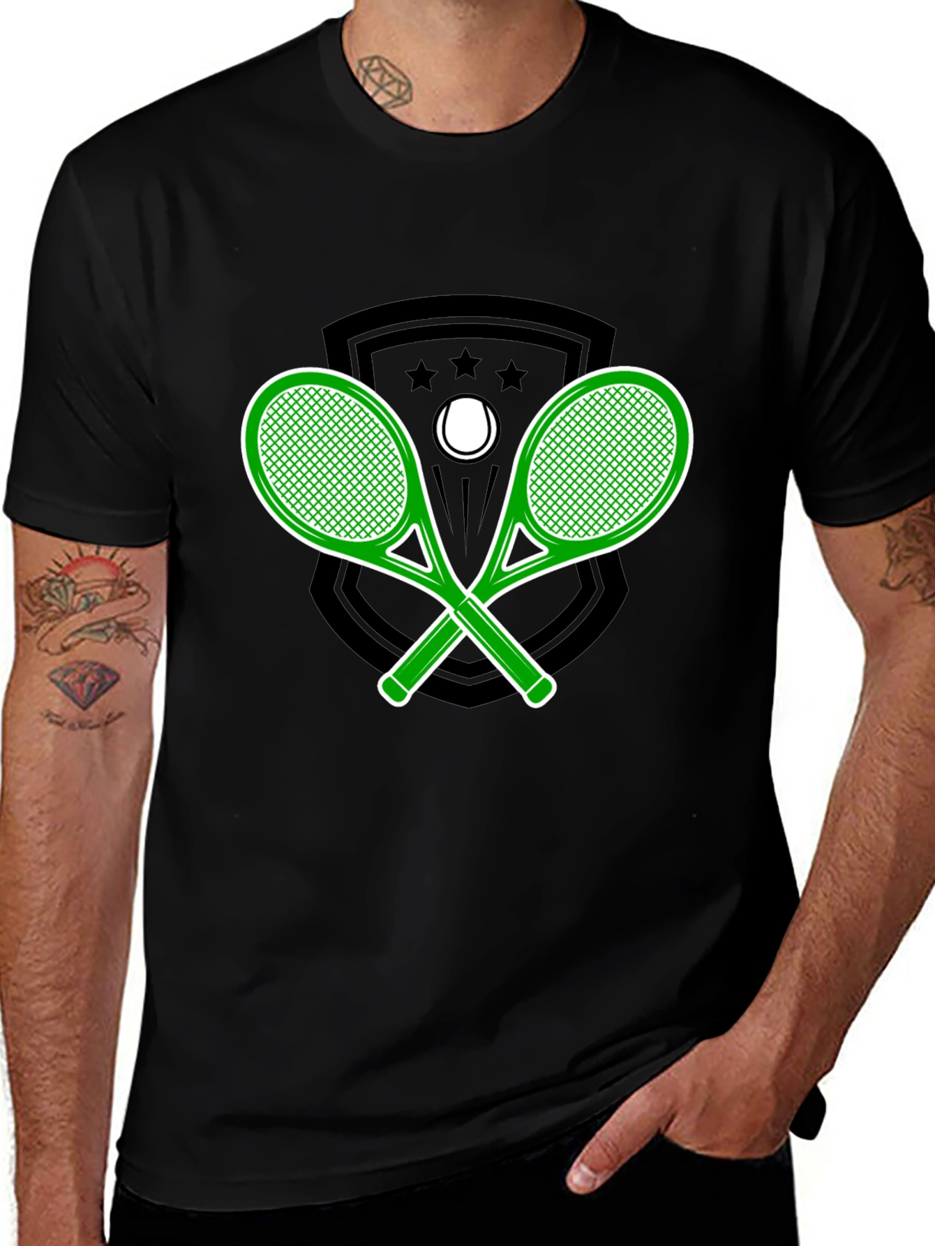 Variant 18 of Tennis Racquet Graphic Tee - Sporty Style