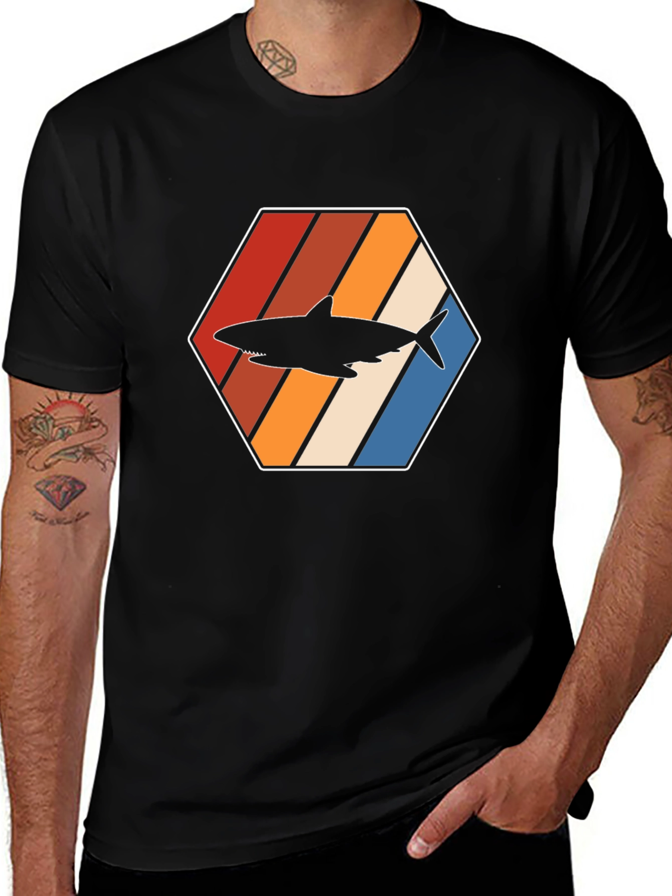 Black Retro Shark Graphic Tee - Black main image