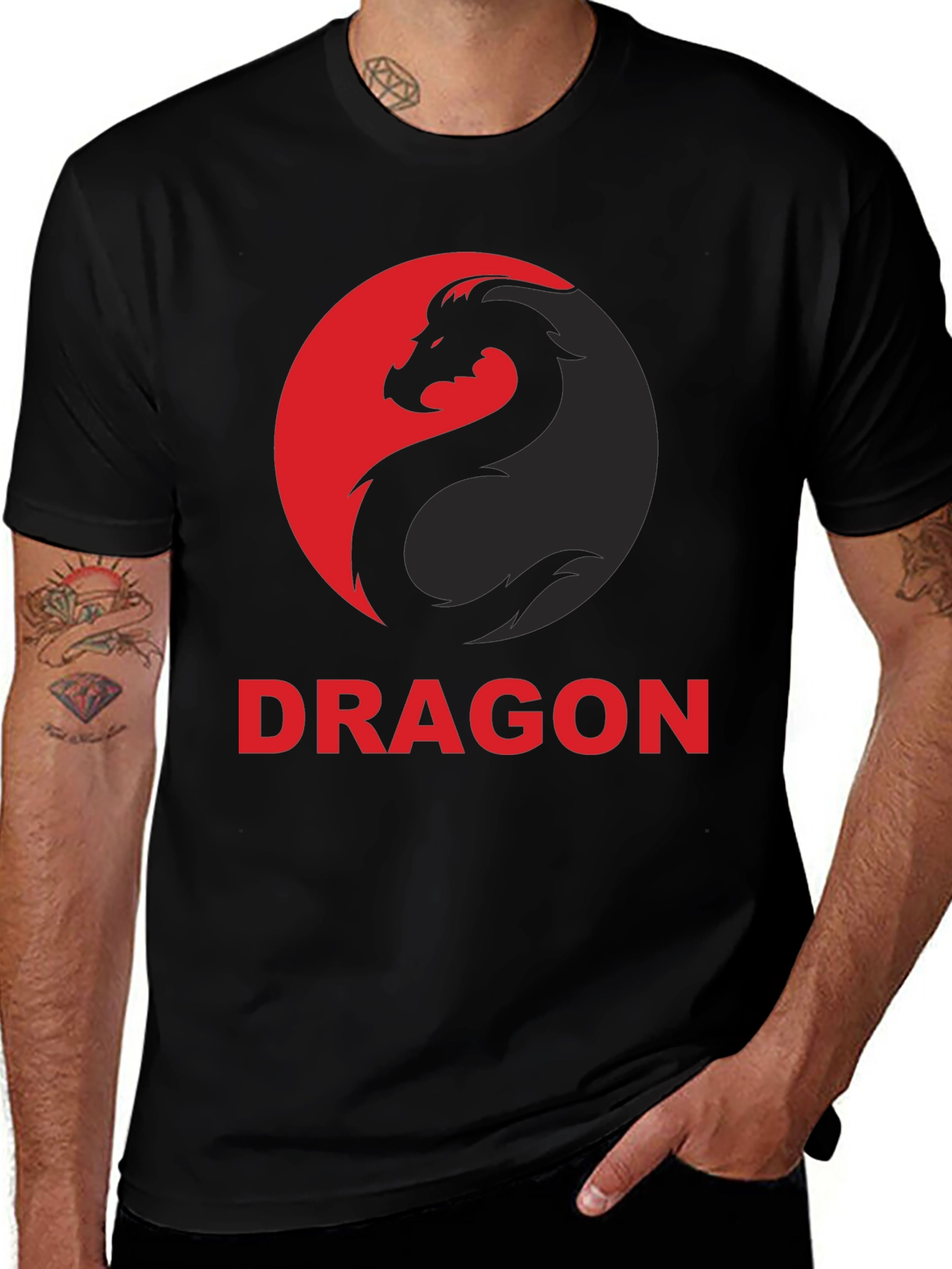 Variant 11 of Dragon Graphic Tee - Black Cotton T-Shirt