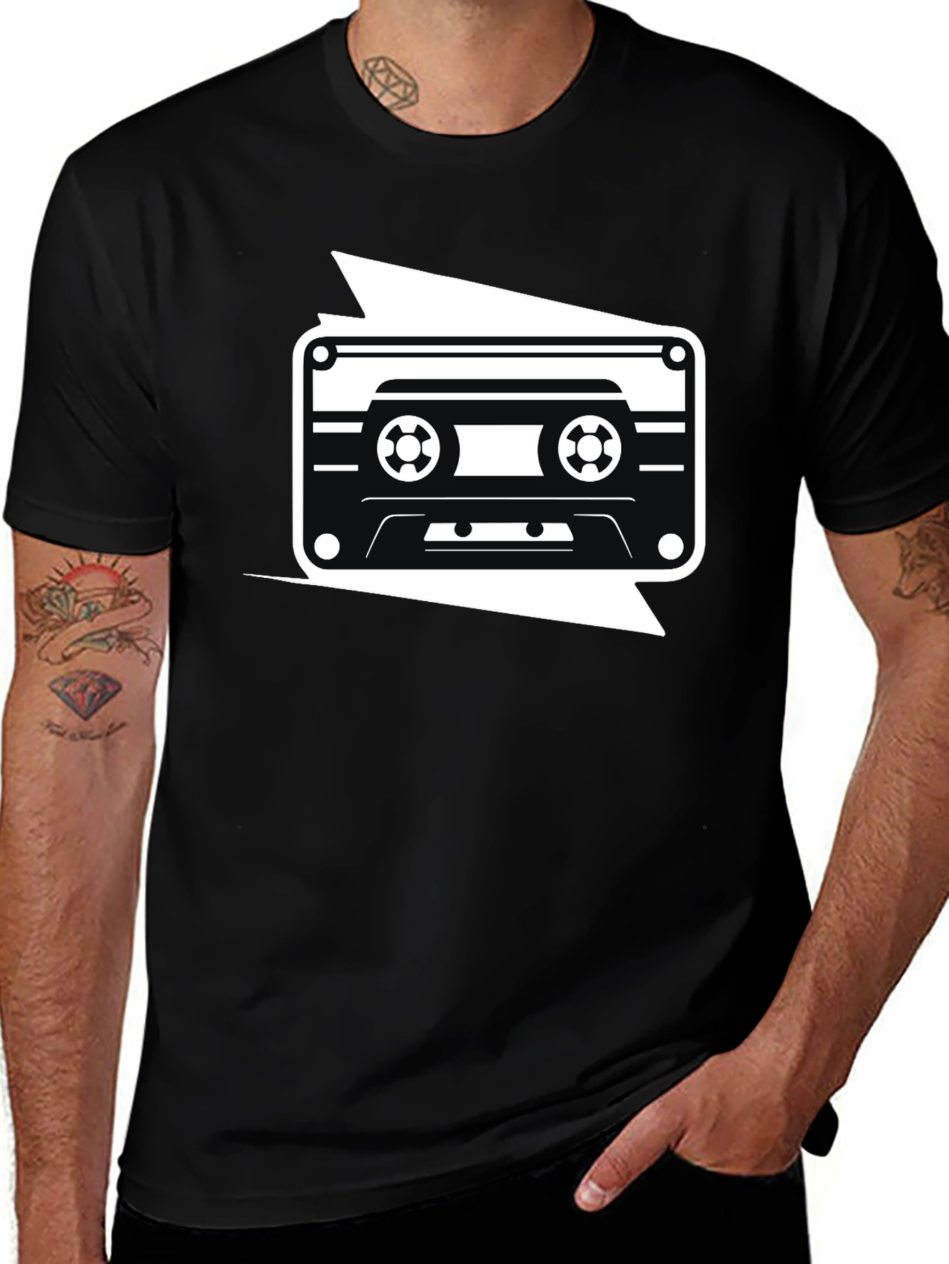 Variant 15 of Retro Cassette Tape Graphic Tee - Black