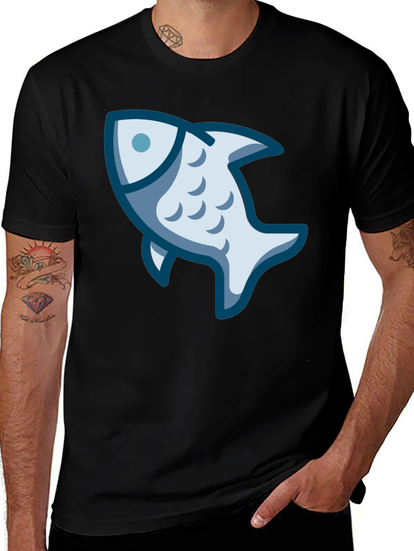 Fish Graphic Black T-Shirt