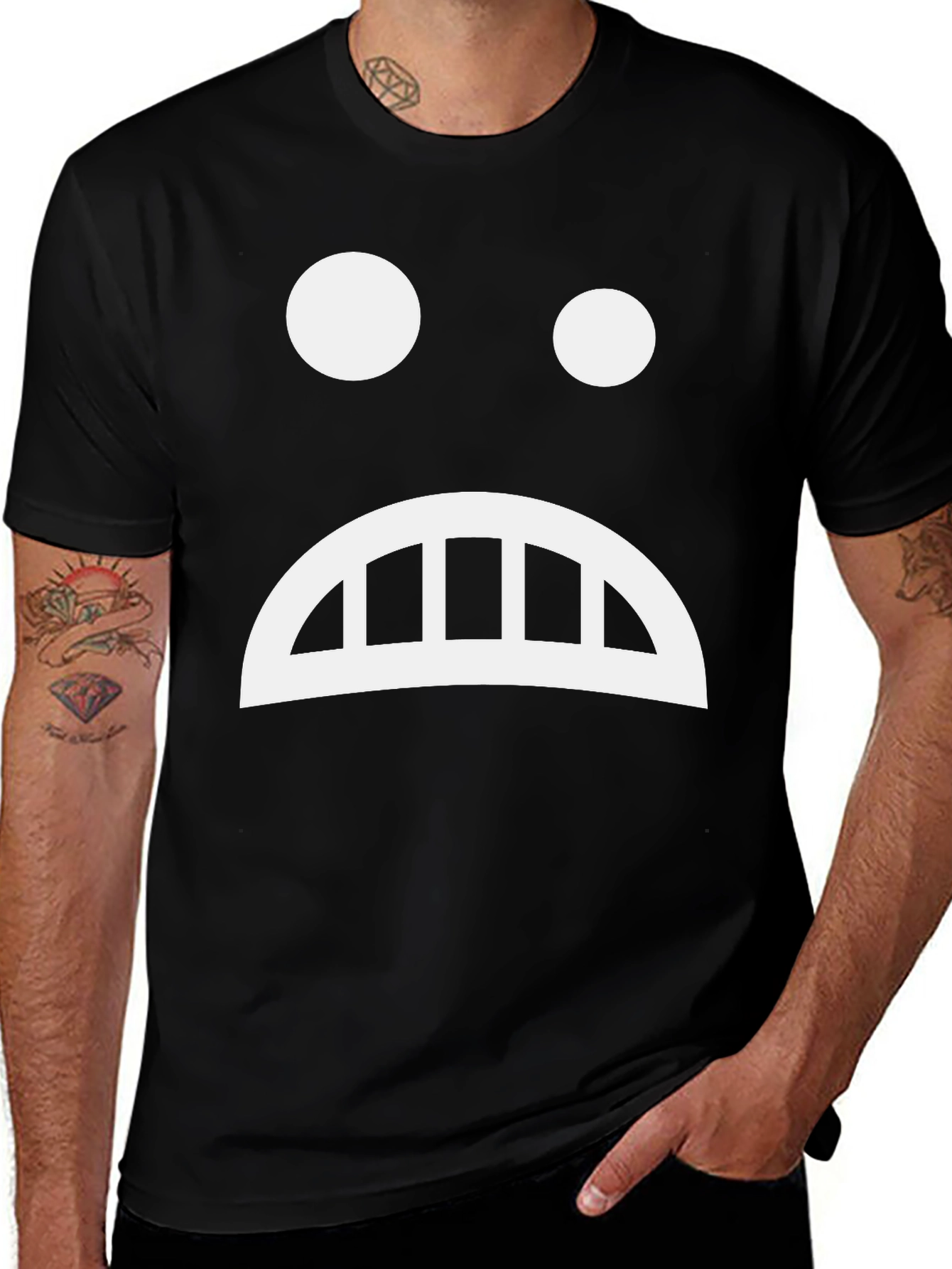 Variant 18 of Sad Face Graphic Tee - Black Cotton T-Shirt
