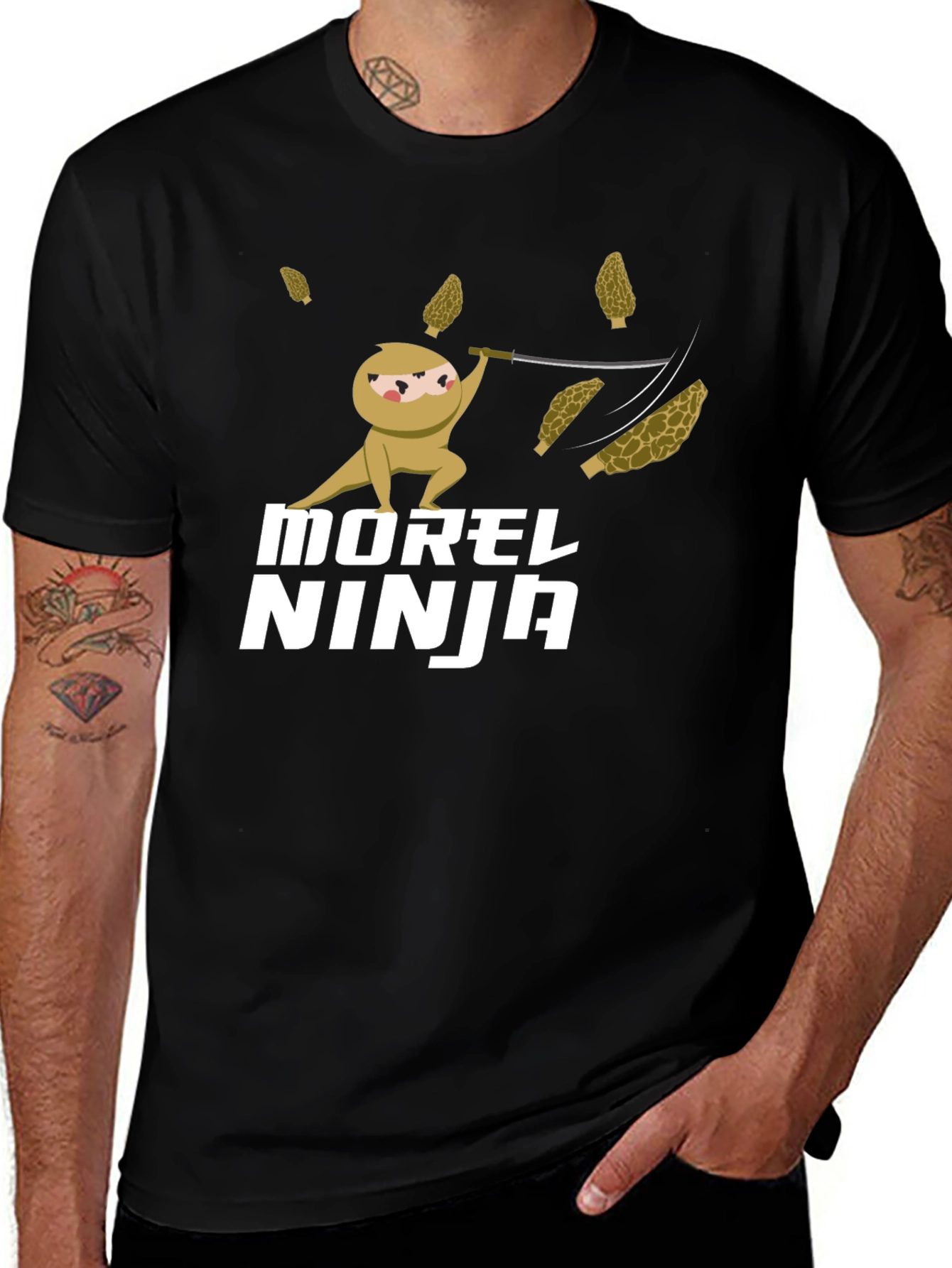 Variant 21 of Morel Ninja T-Shirt - Funny Mushroom Hunter Tee