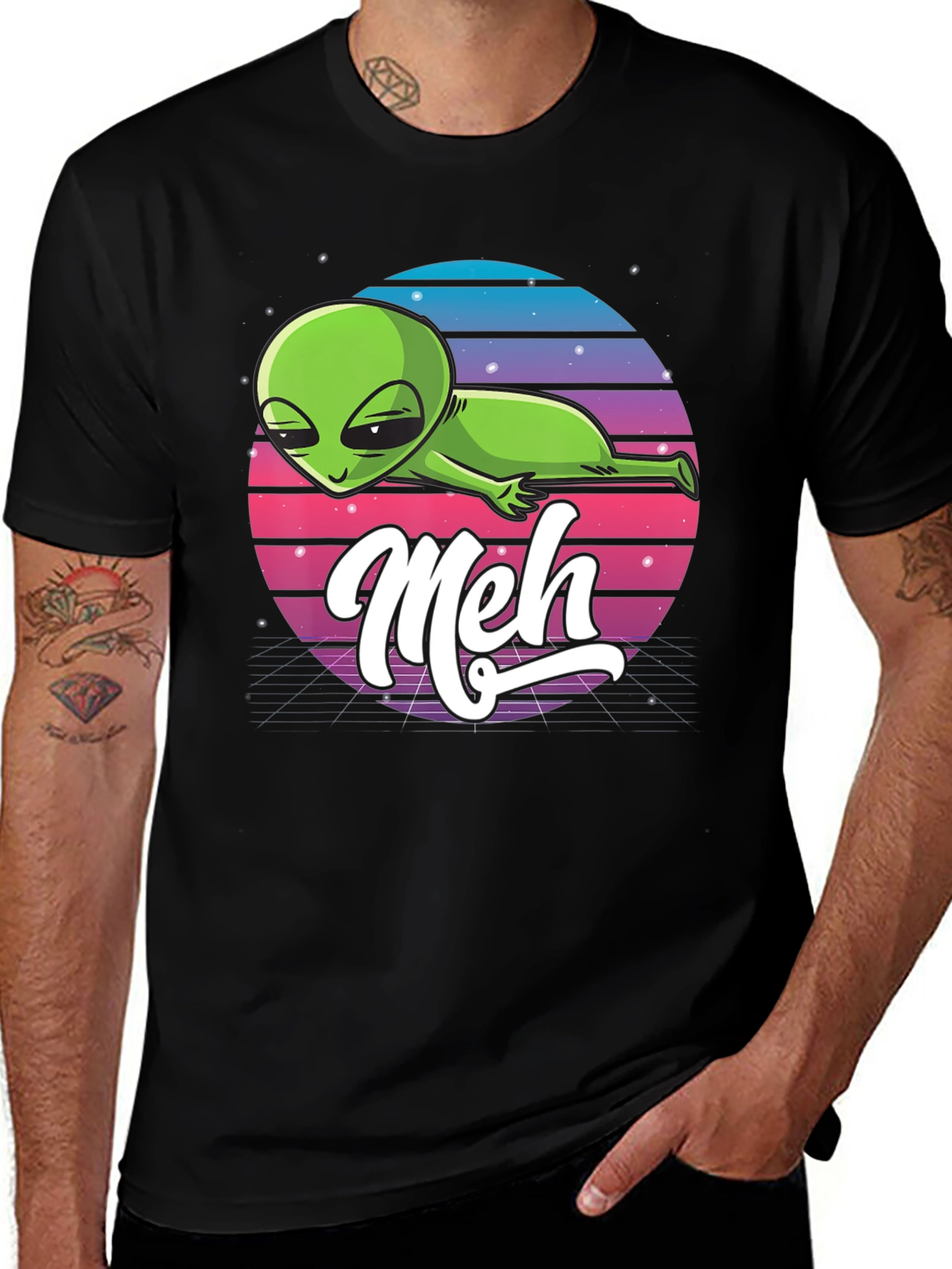 Variant 14 of Meh Alien T-Shirt: Retro Space Design, Relaxed Fit