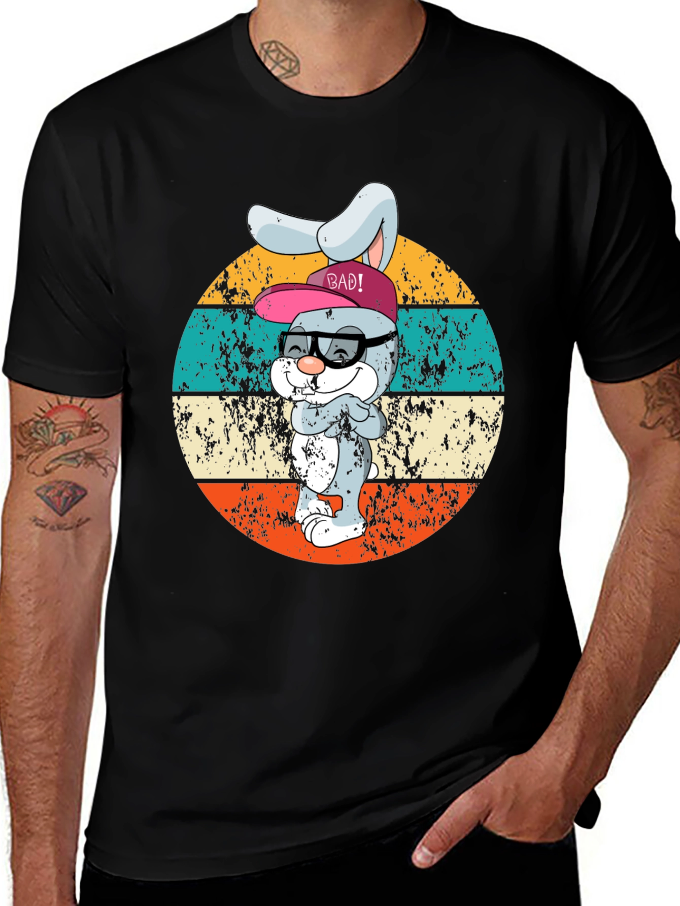 Variant 3 of Retro Bunny Graphic Tee - 'BAD!' Cool Casual Shirt