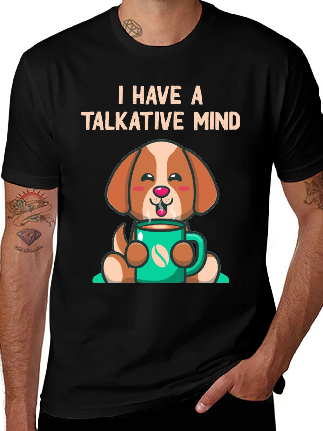 Variant 7 of Talkative Mind Coffee Dog Graphic Tee