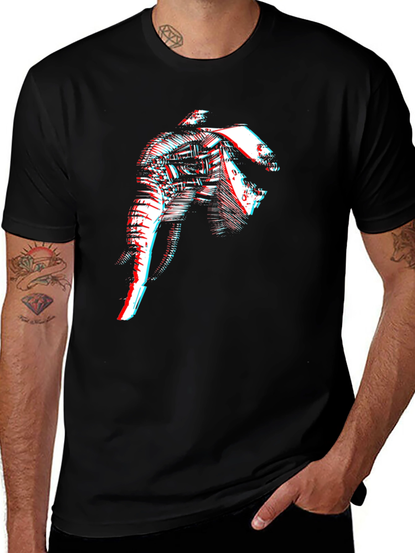 Variant 24 of Black Graphic Tee - 3D Elephant