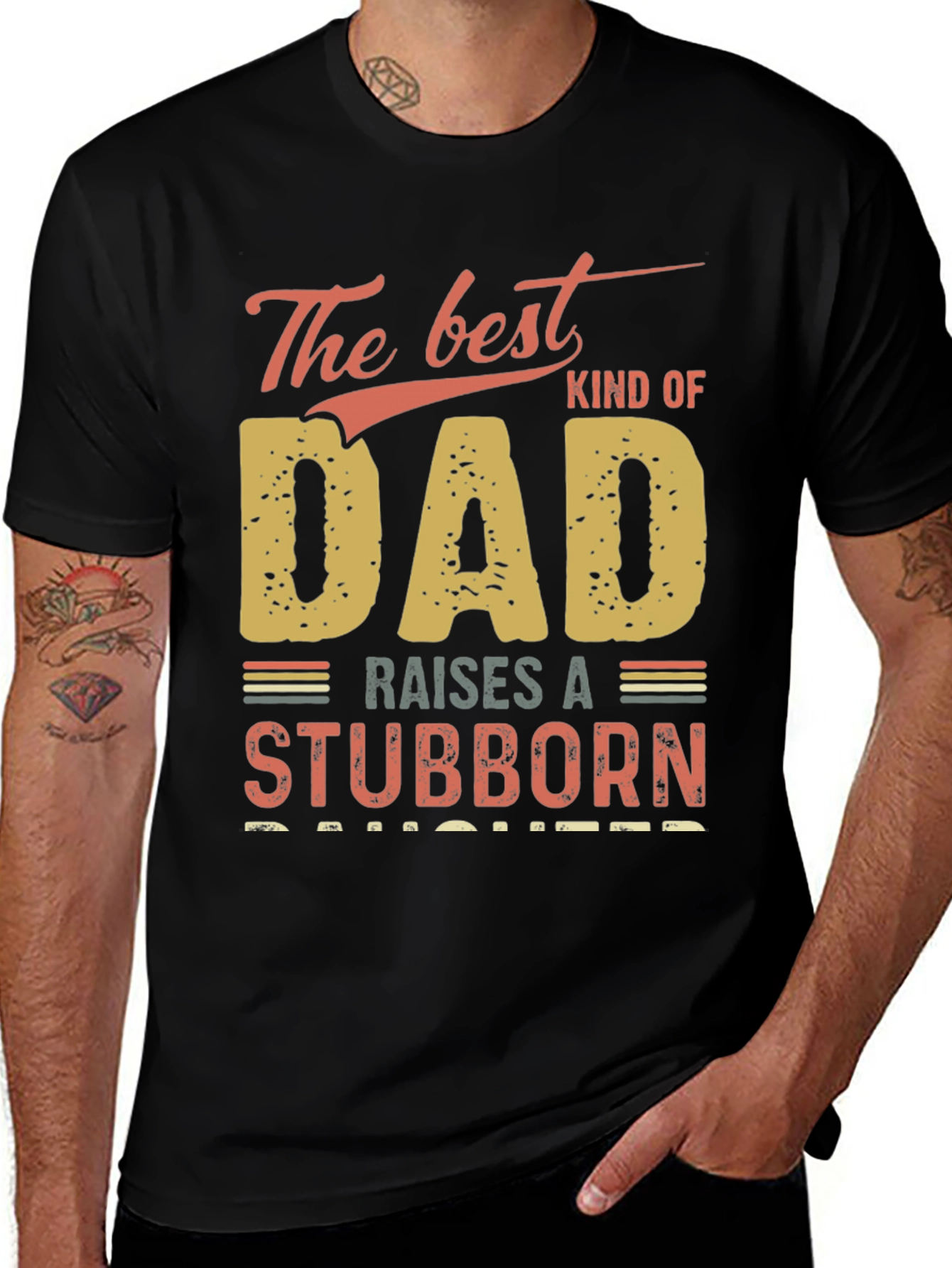 Variant 3 of Best Dad Stubborn Daughter Black T-Shirt