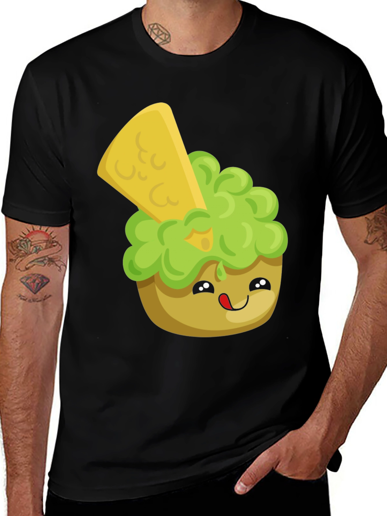 Variant 24 of Kawaii Guacamole & Chip Black T-Shirt