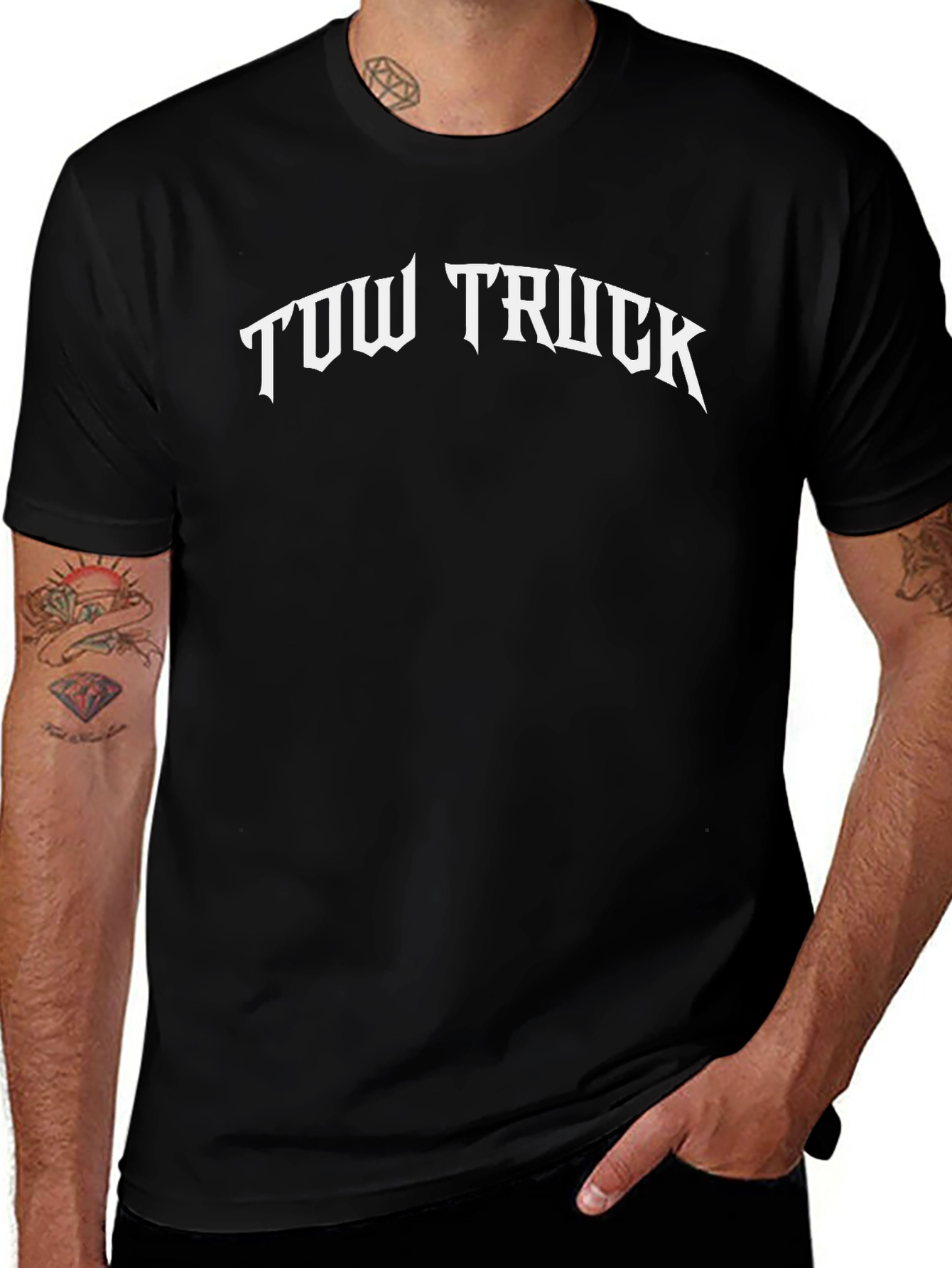 Variant 21 of Tow Truck Tee - Classic Black Cotton T-Shirt