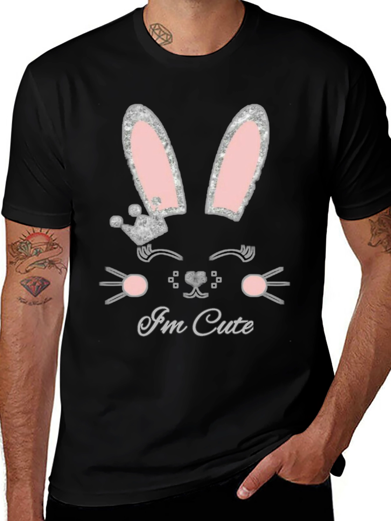 Cute Bunny Face Graphic Tee - Trendy Easter Shirt