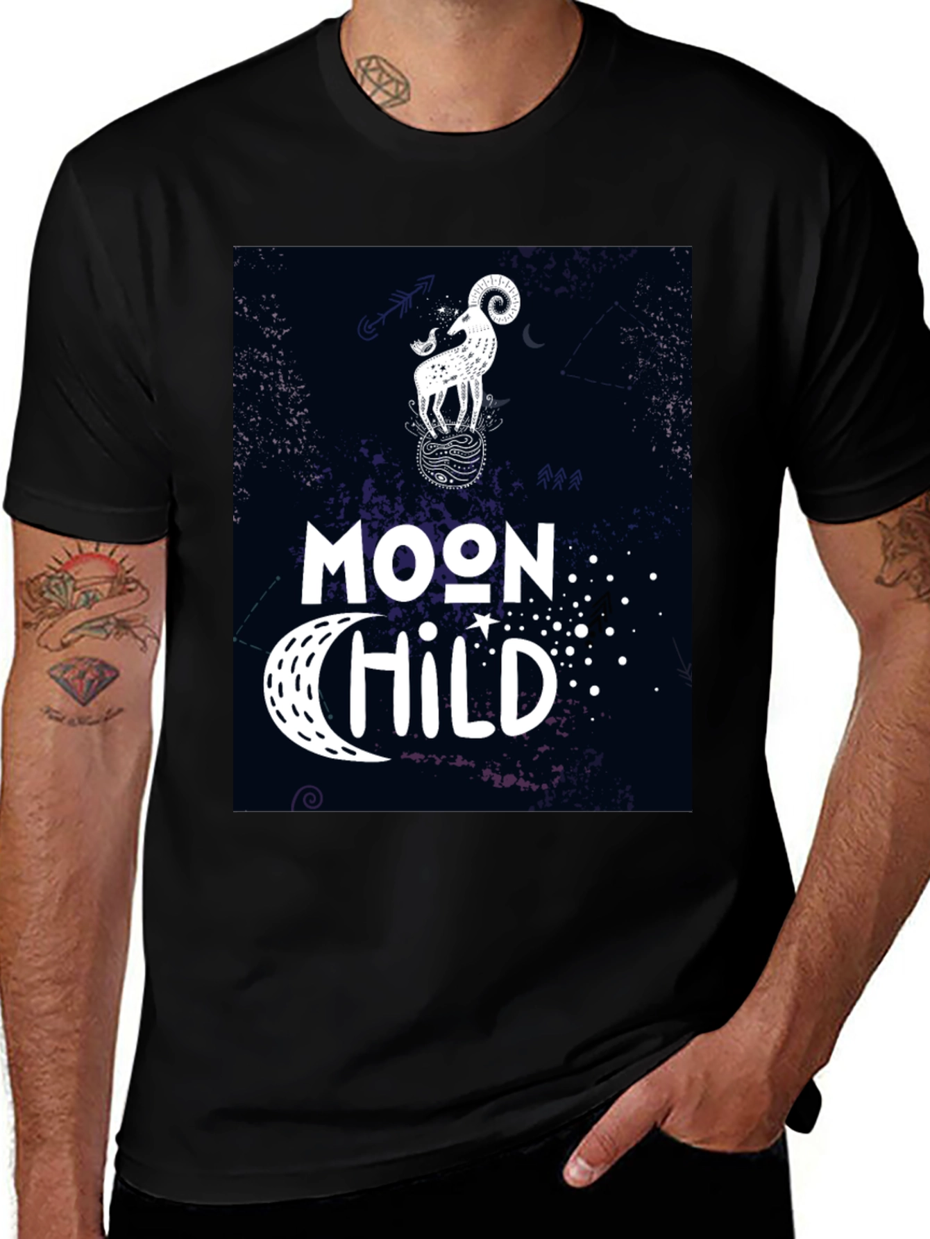 Variant 17 of Moon Child Graphic Tee - Black