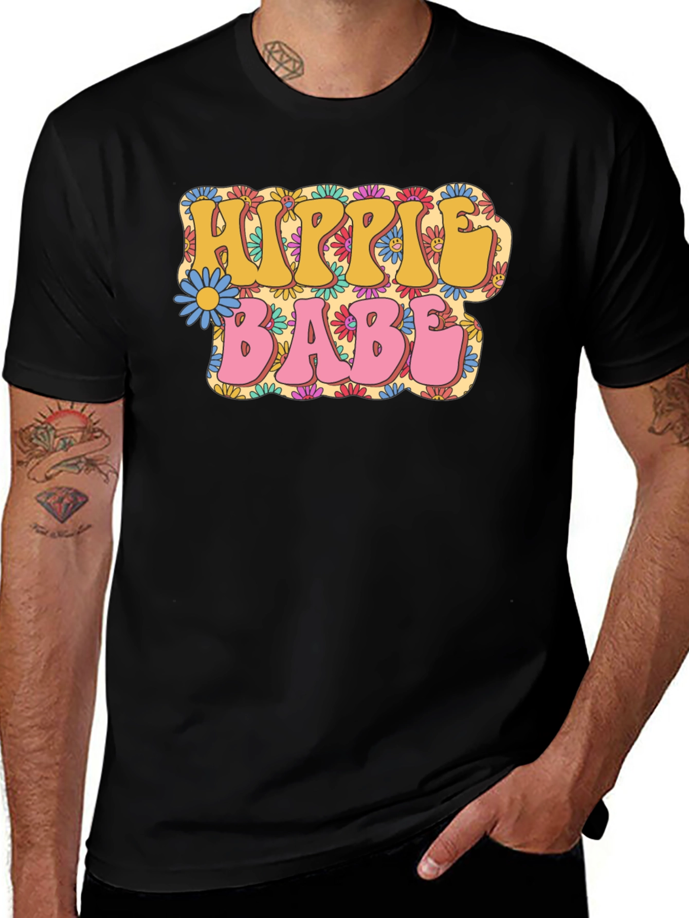Variant 25 of Hippie Babe Graphic T-Shirt - Retro Style