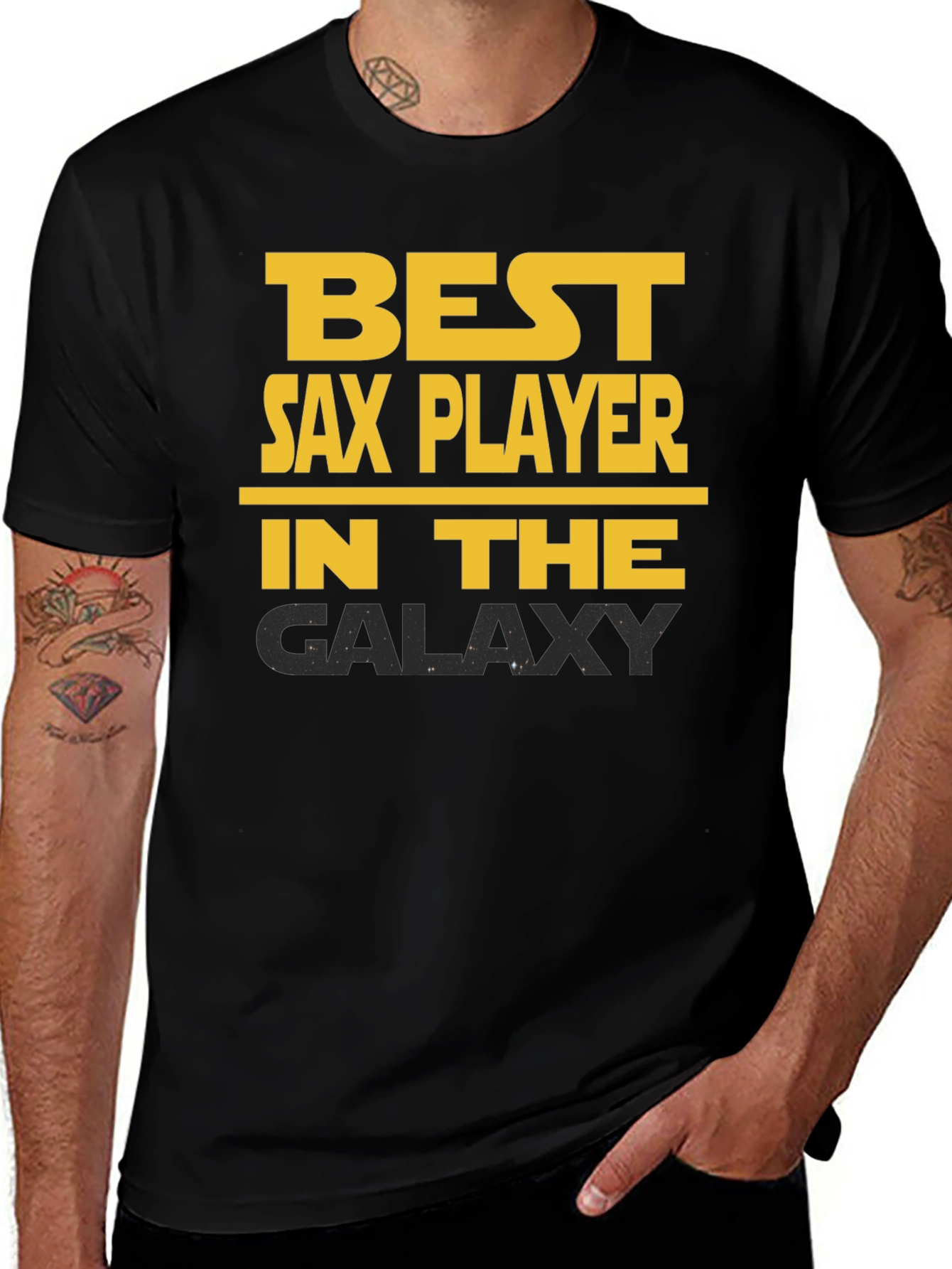 Variant 12 of Best Sax Player Galaxy T-Shirt - Black Cotton Tee
