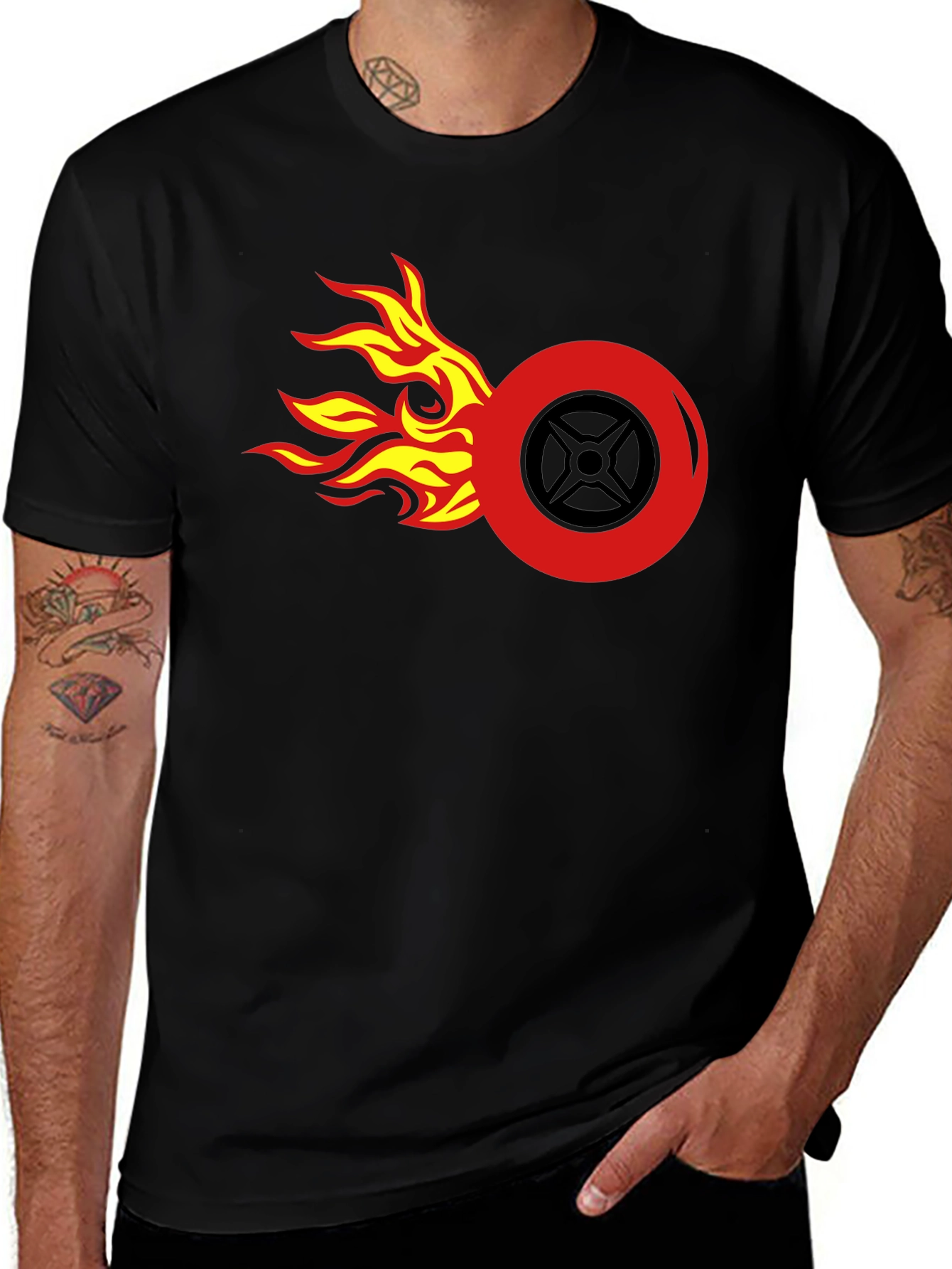 Variant 17 of Flame Wheel Graphic Tee - Men's Black T-Shirt
