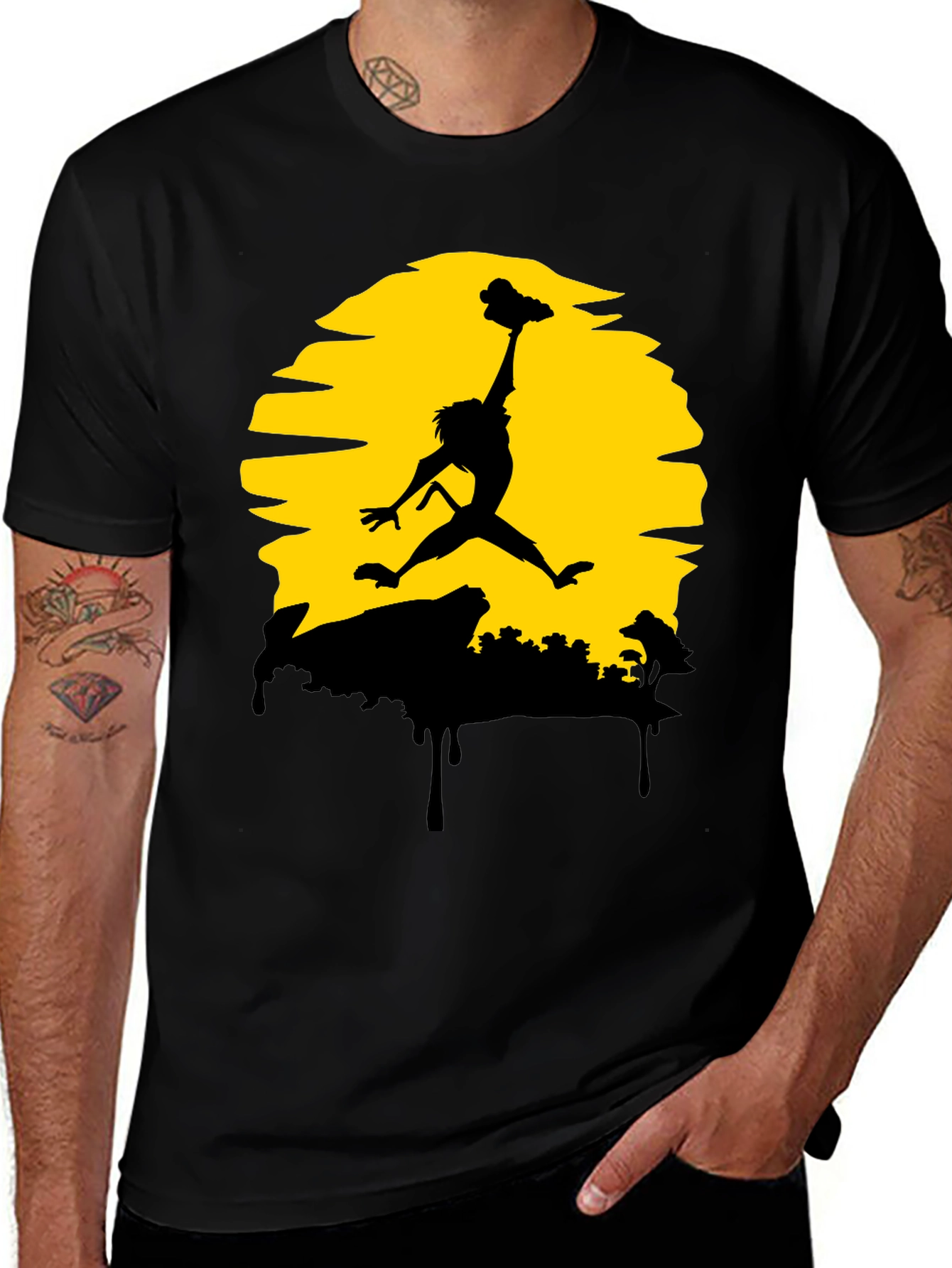 Lion King Simba Air Jordan T-Shirt - Black