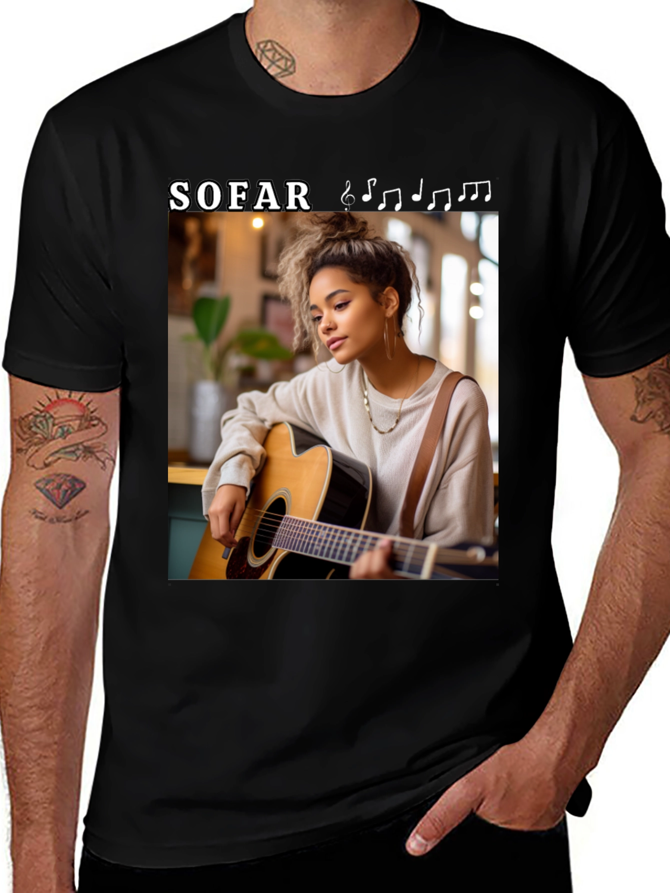 Sofar Sounds Woman Guitarist Black T-Shirt