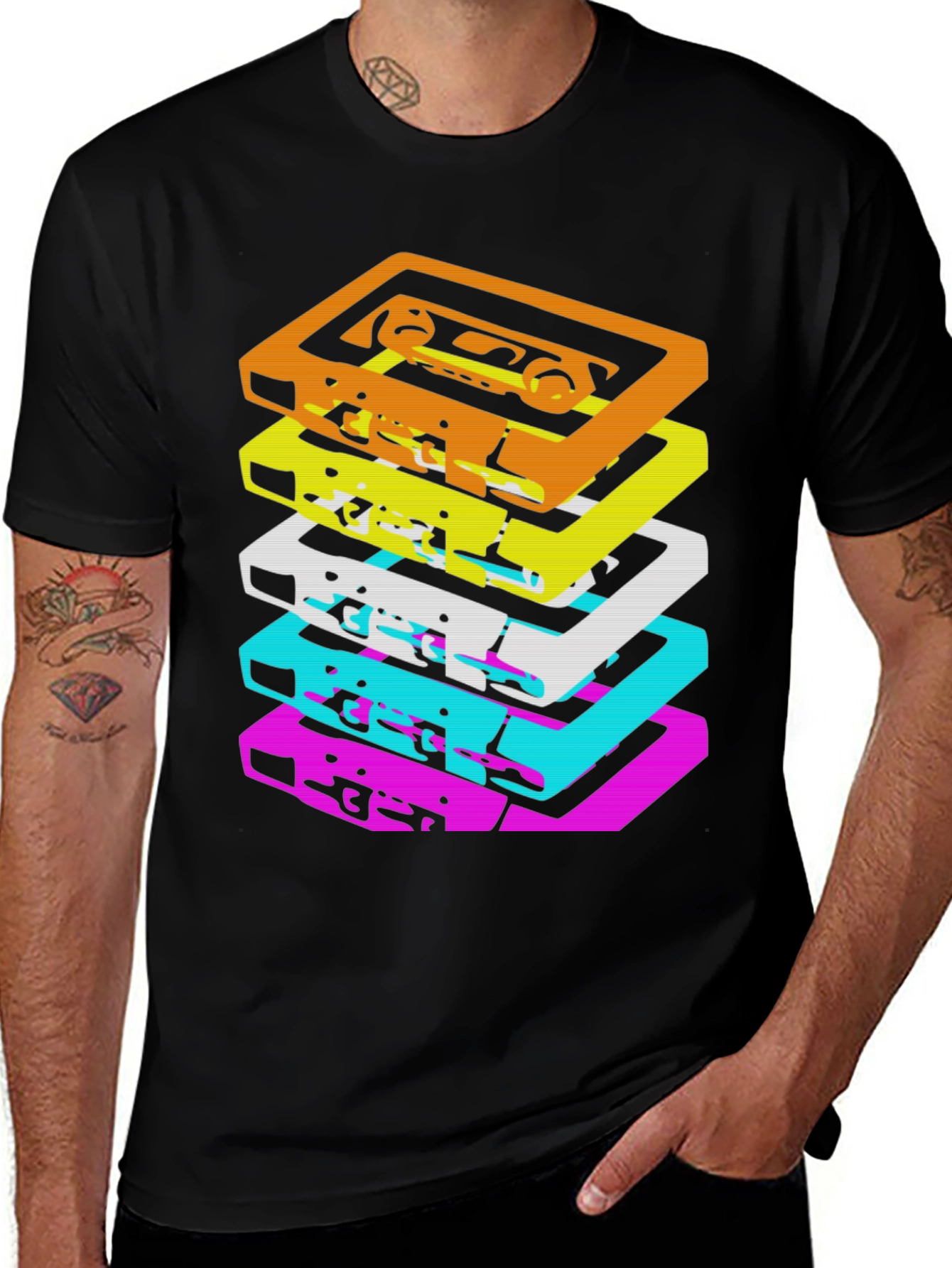 Variant 27 of Retro Cassette Stack Graphic Tee