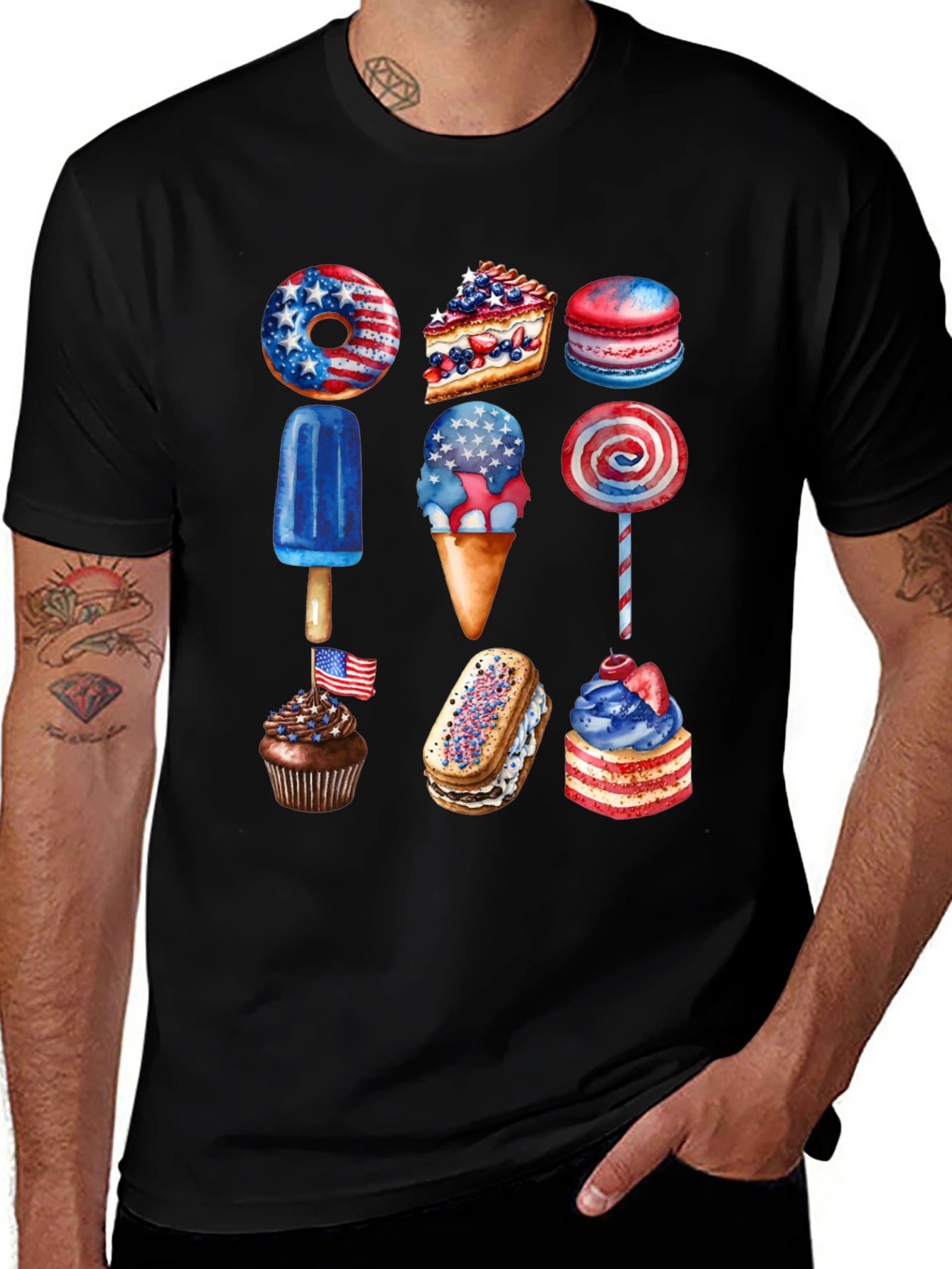 Variant 7 of Patriotic Desserts T-Shirt - USA Celebration Tee
