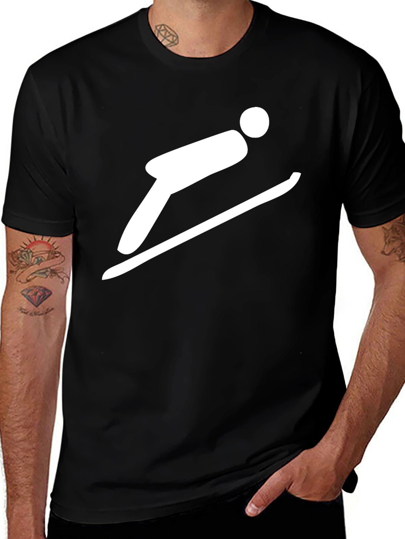 Variant 2 of Ski Jumper Graphic Tee - Black