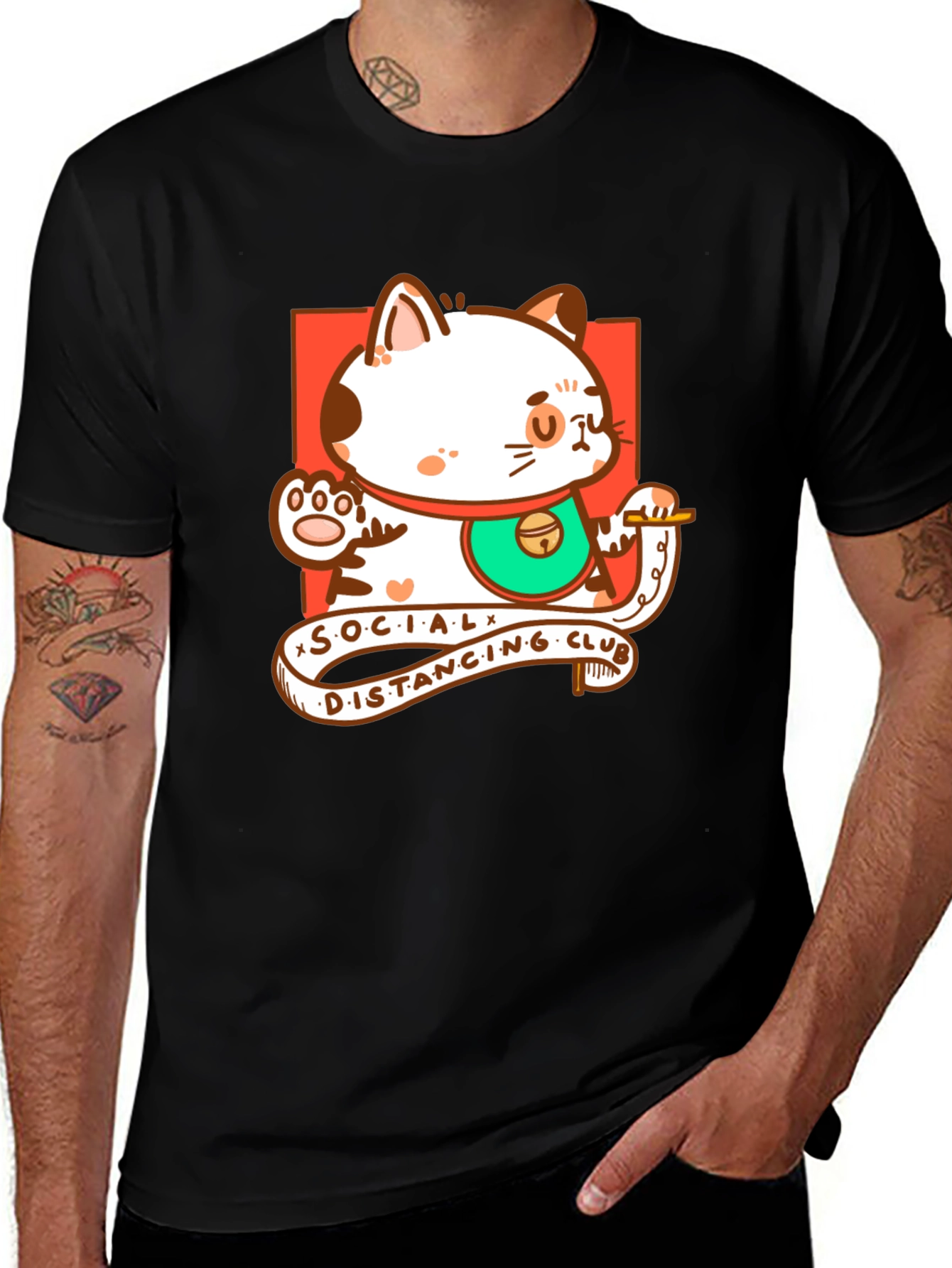 Variant 24 of Social Distancing Club Cat T-Shirt