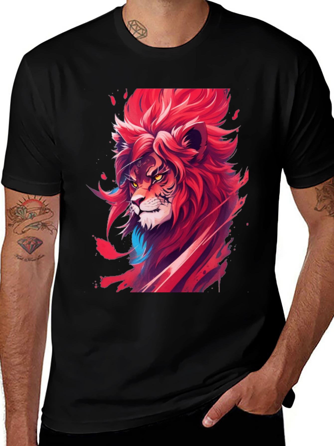 Variant 7 of Fiery Lion Graphic Tee - Bold Statement Shirt