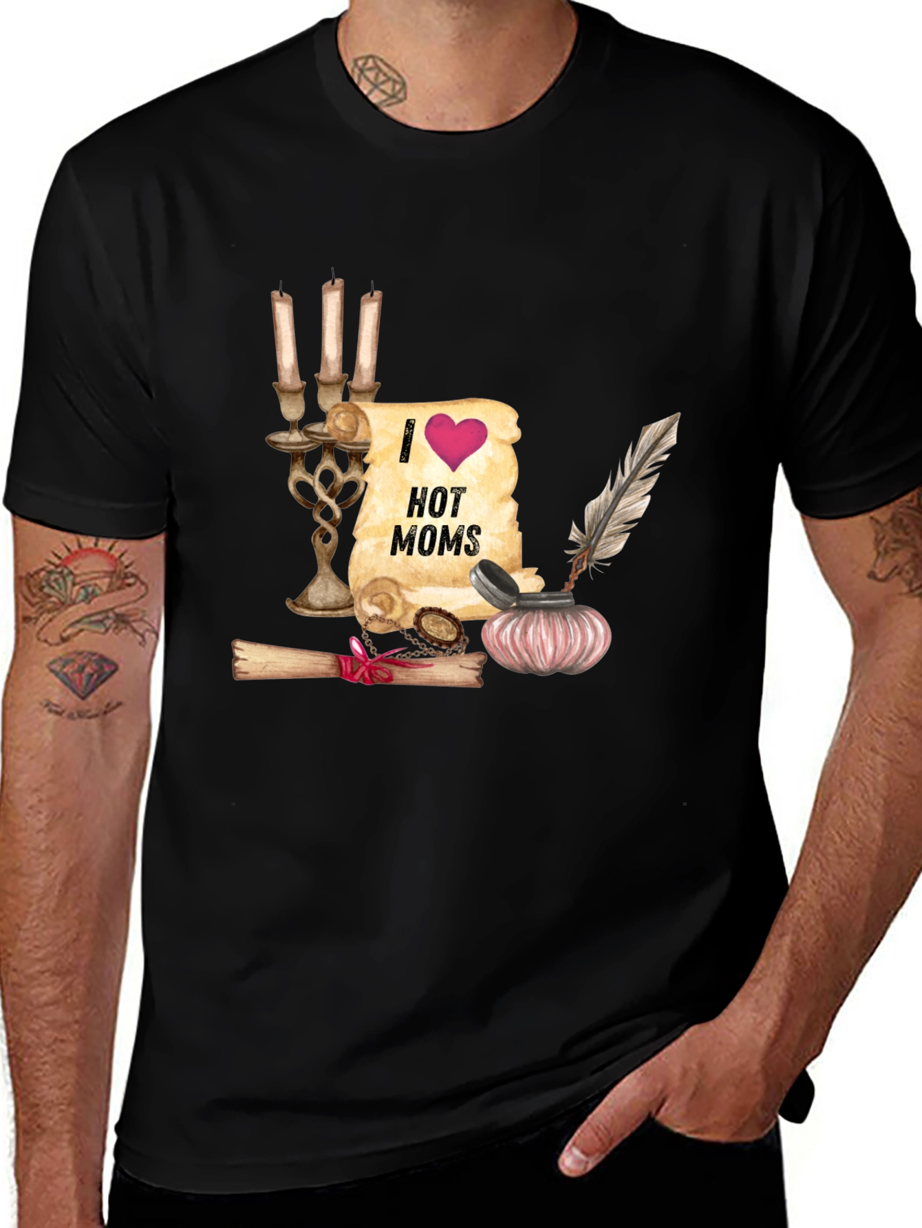 Variant 19 of I Heart Hot Moms Graphic Tee