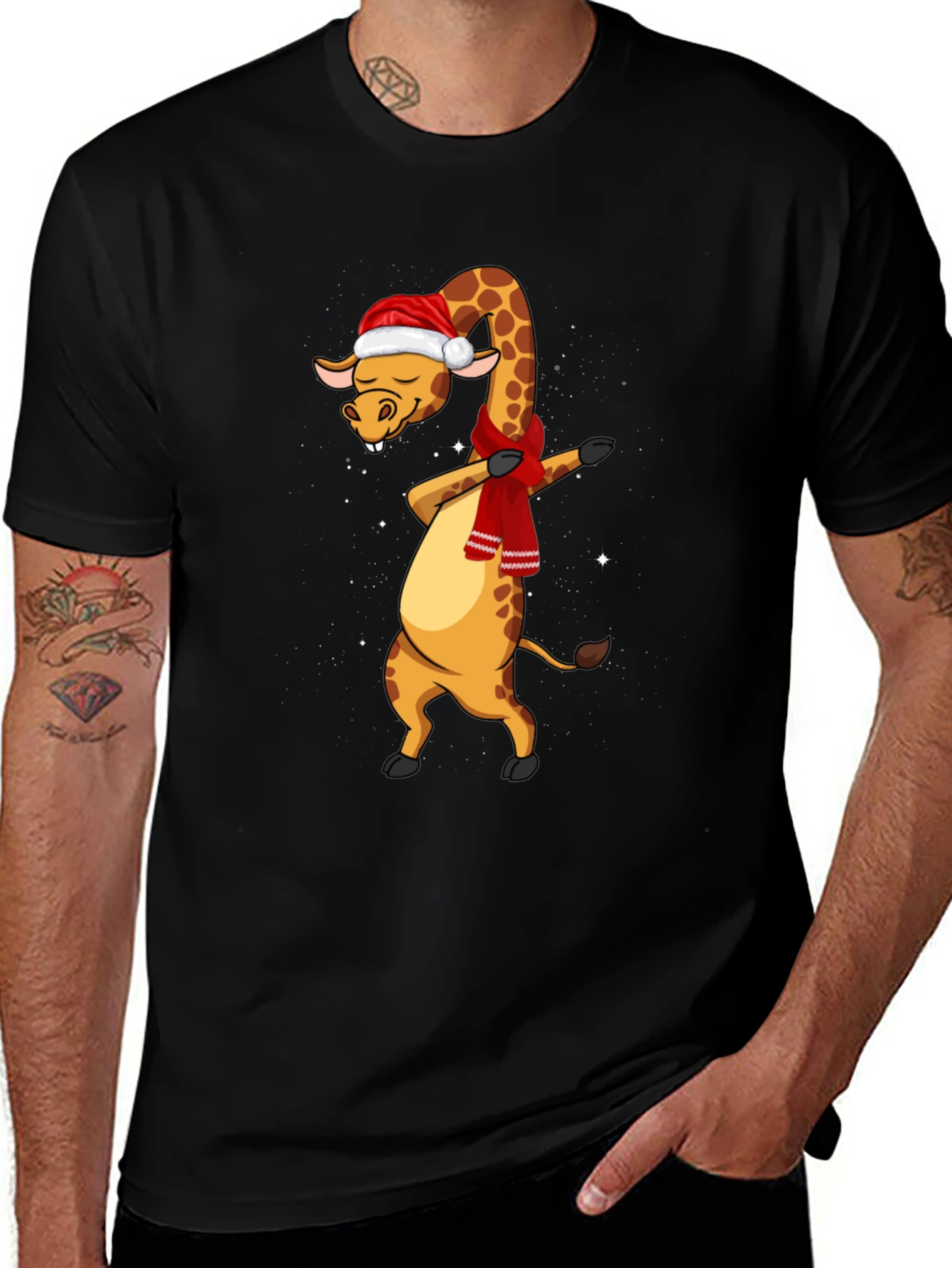 Variant 6 of Dabbing Giraffe Christmas T-Shirt