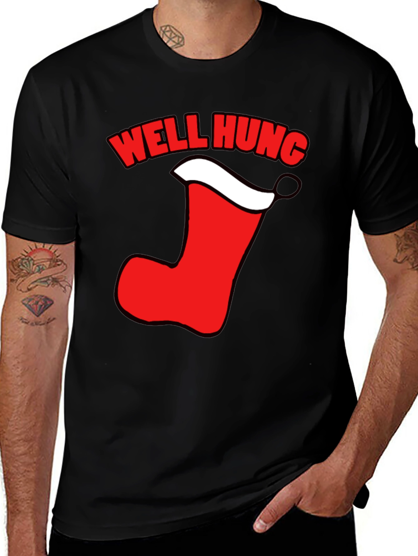 Well Hung Christmas Stocking Graphic Tee