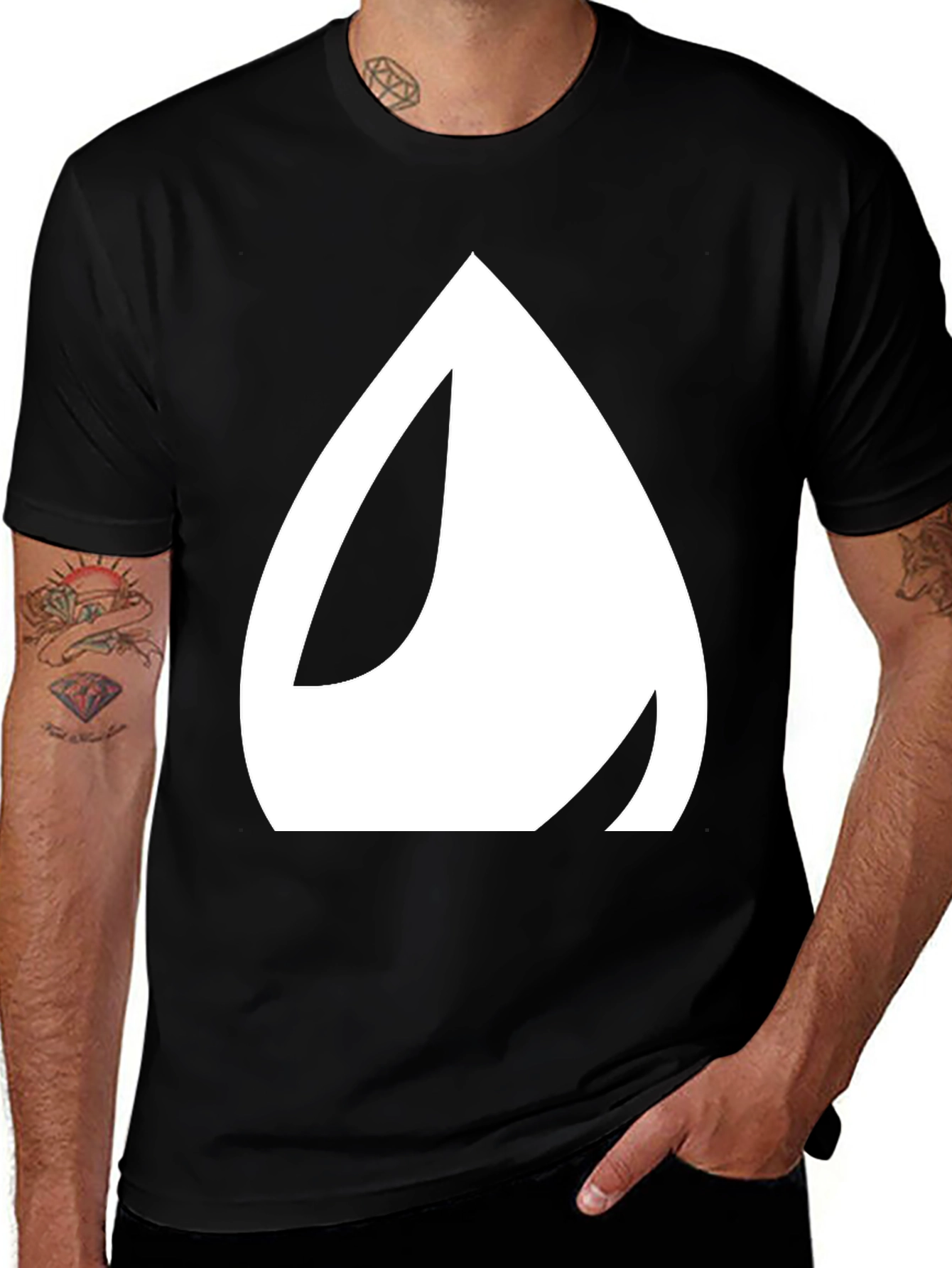 Variant 5 of Black T-Shirt with Unique White Graphic Design