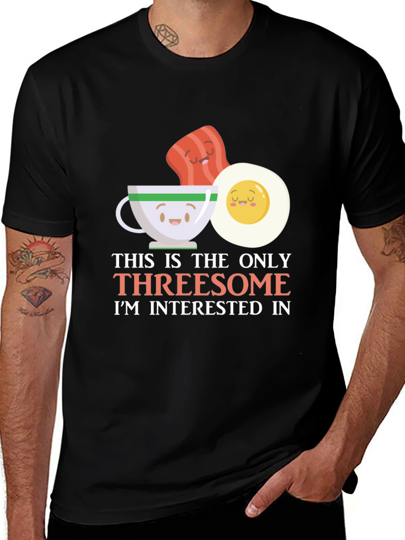 Variant 23 of Funny Breakfast Threesome Graphic T-Shirt