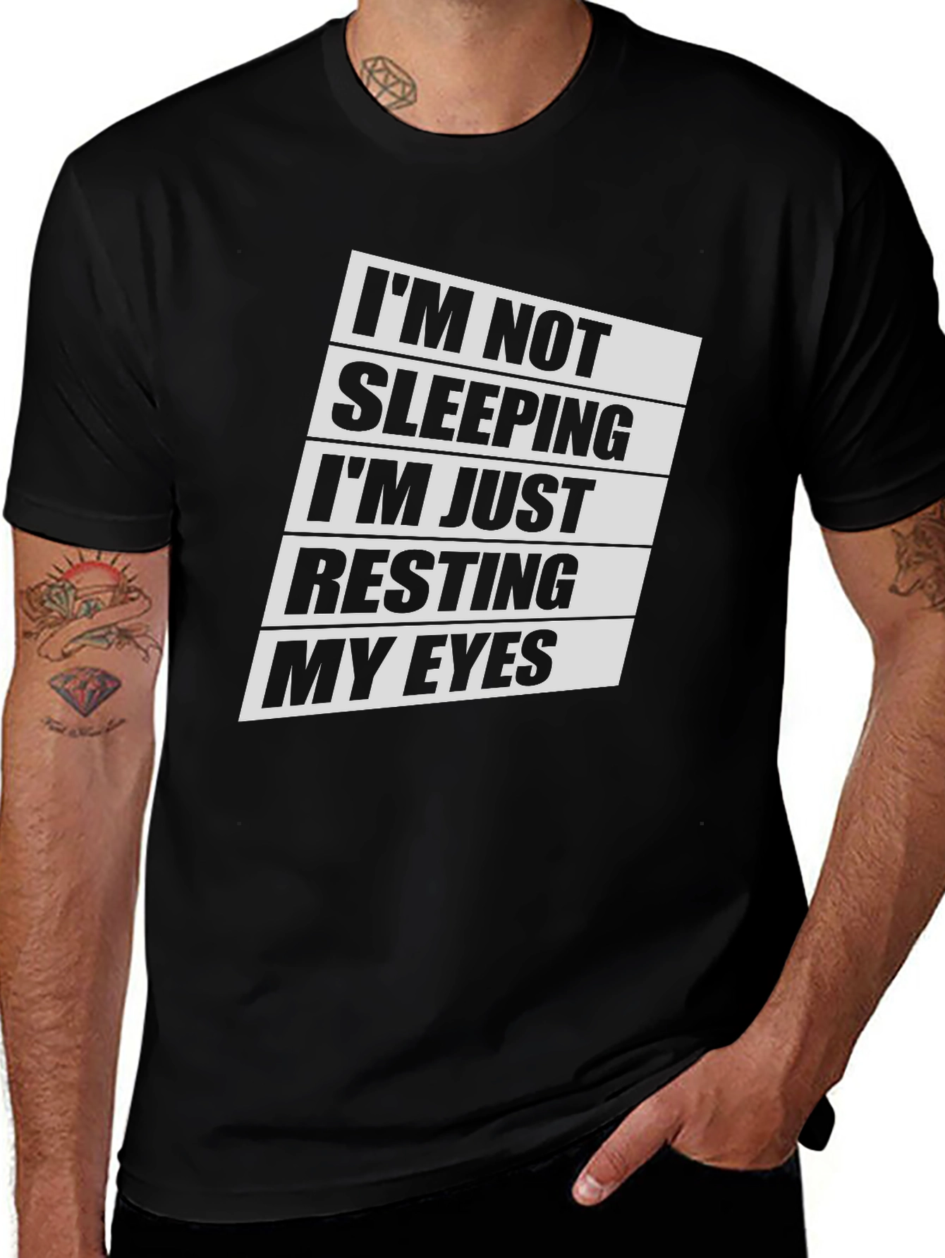 Variant 10 of Funny "Resting My Eyes" Men's Black T-Shirt