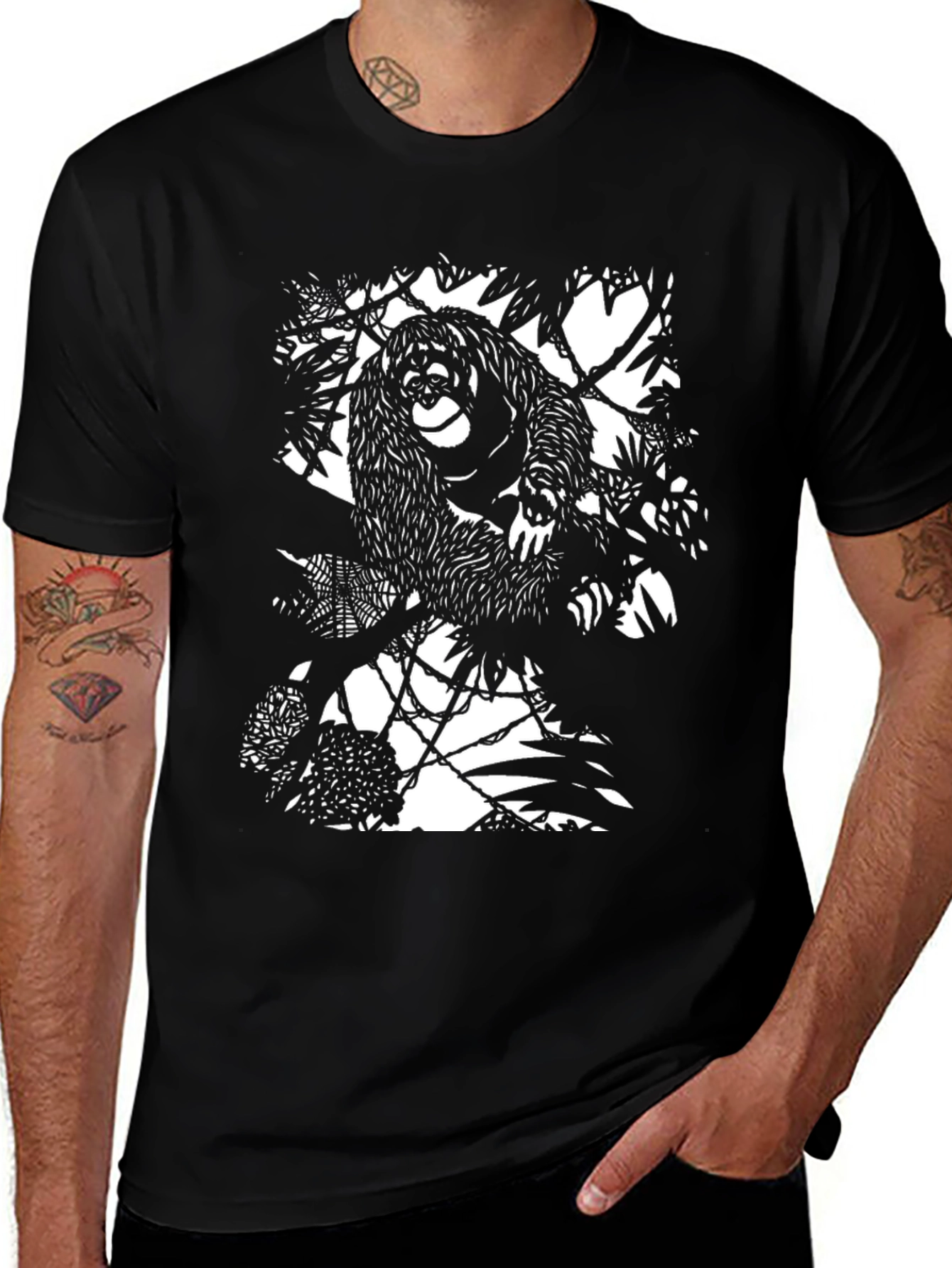 Variant 20 of Orangutan Silhouette Tee - Black Graphic T-Shirt
