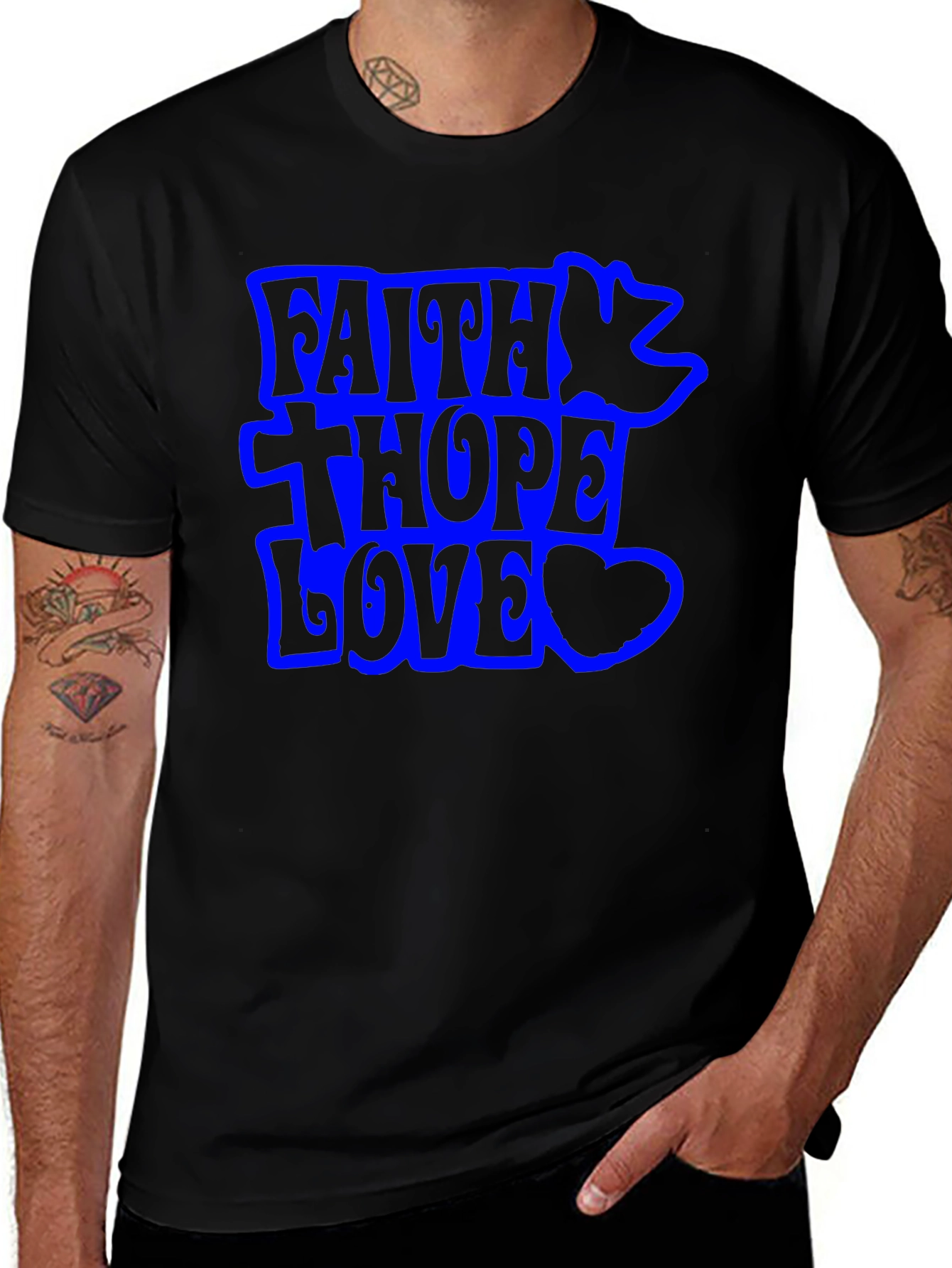 Variant 26 of Faith Hope Love Graphic Tee - Stylish Black T-Shirt