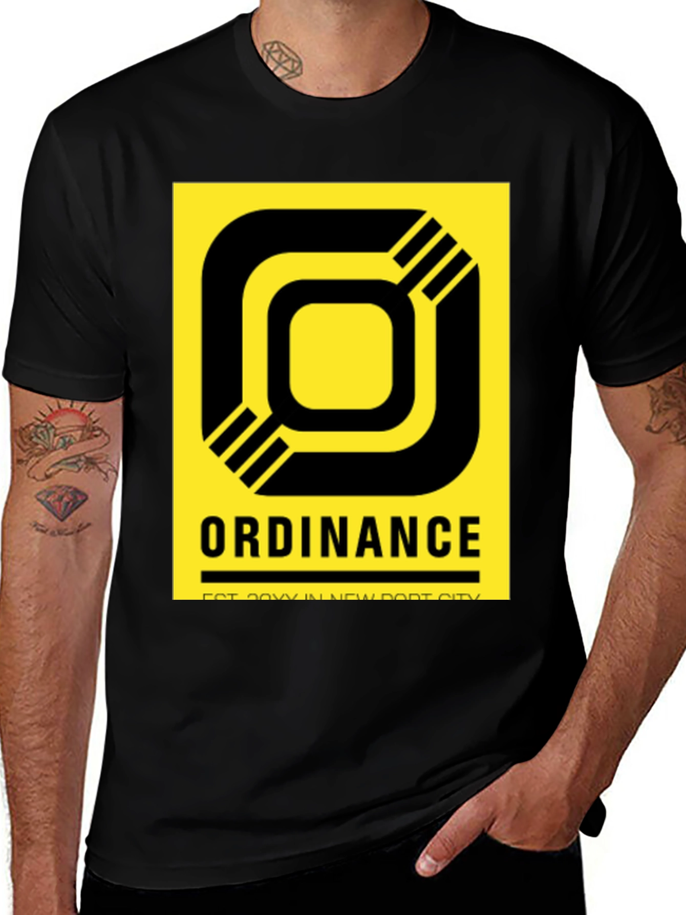 Variant 13 of Ordinance Graphic Tee - Black Cotton Shirt