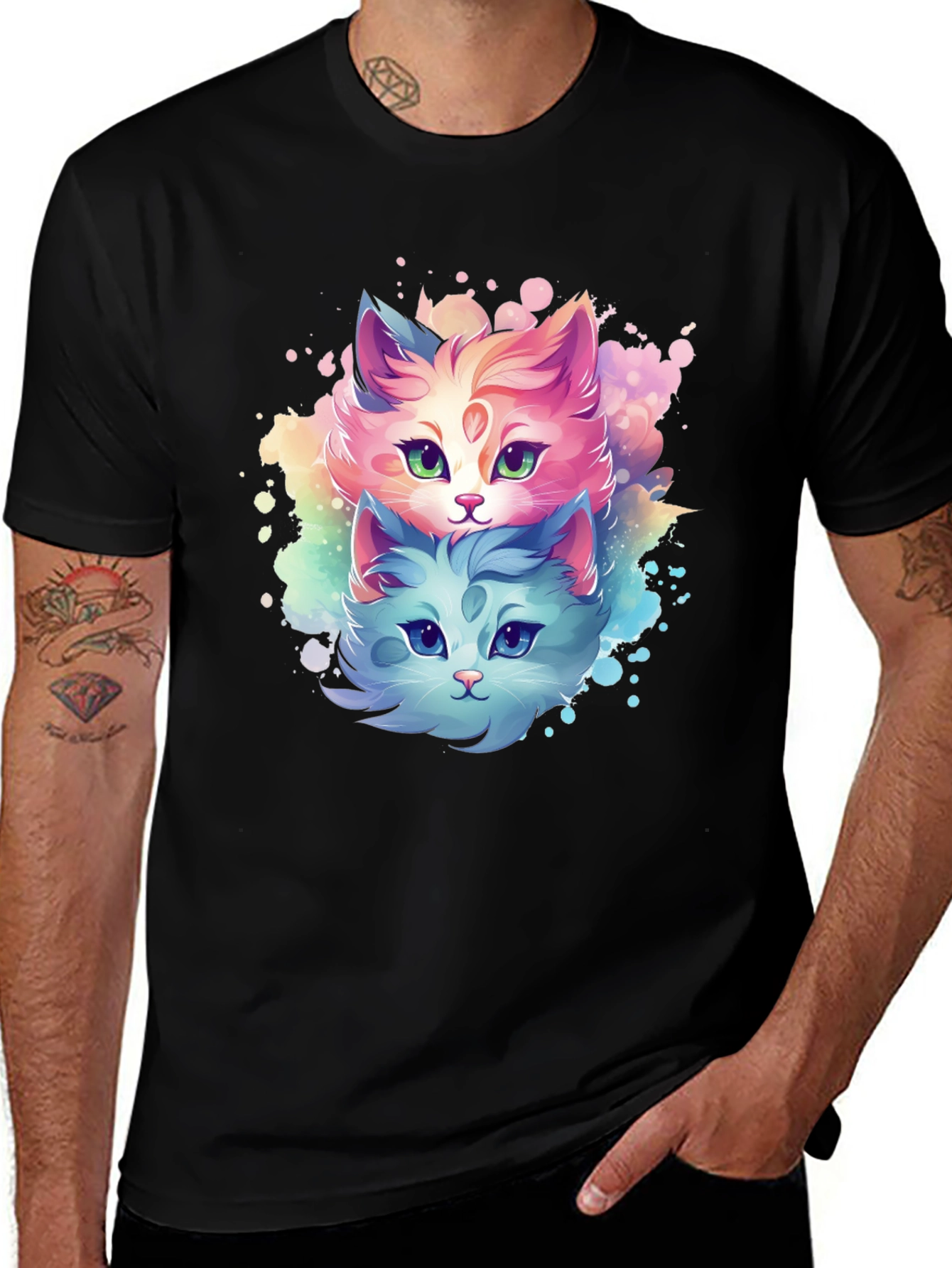 Variant 23 of Two Cats Watercolor Graphic Tee
