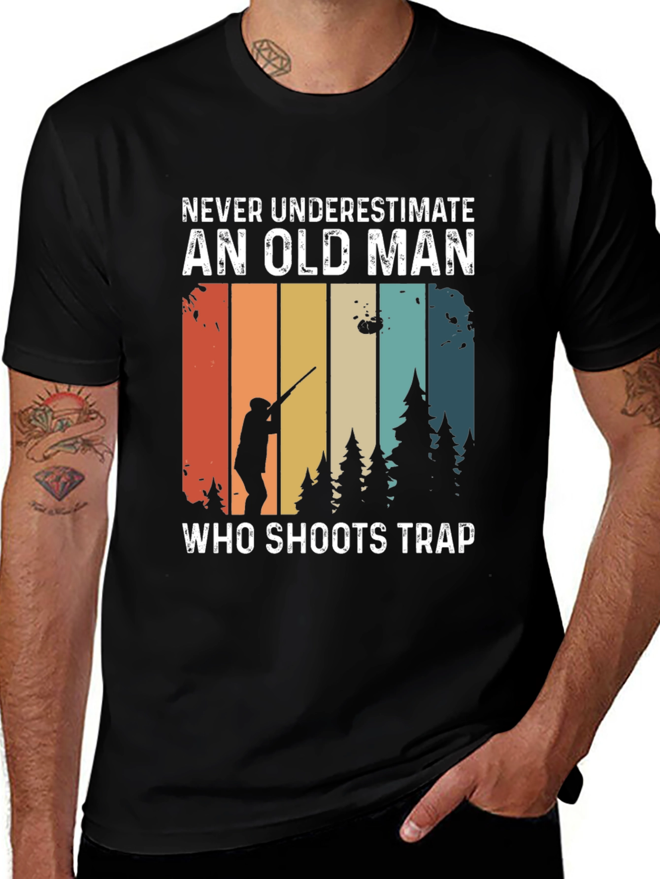 Variant 5 of Never Underestimate Old Man Trap Shooting T-Shirt