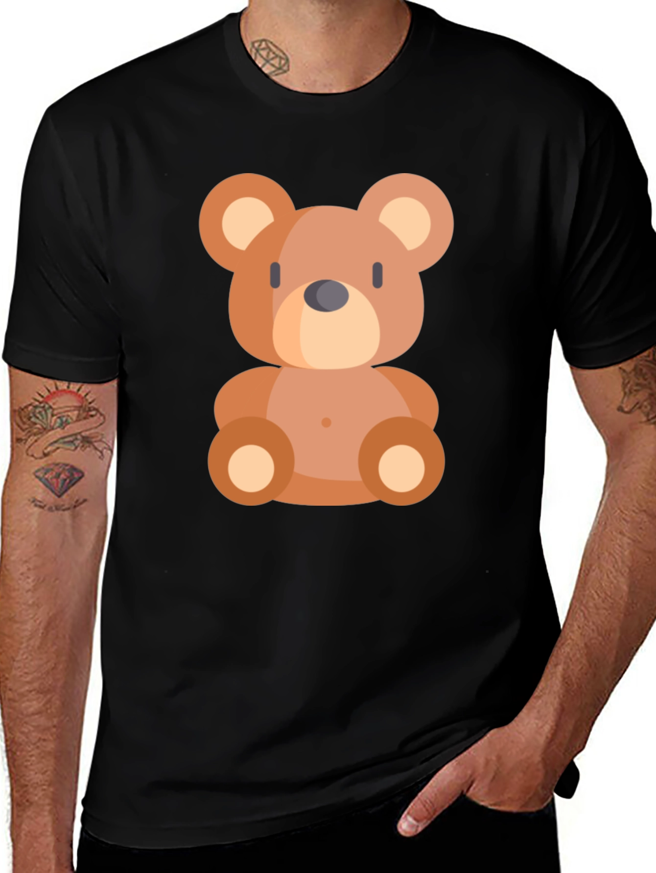 Variant 23 of Cute Cartoon Bear Black T-Shirt
