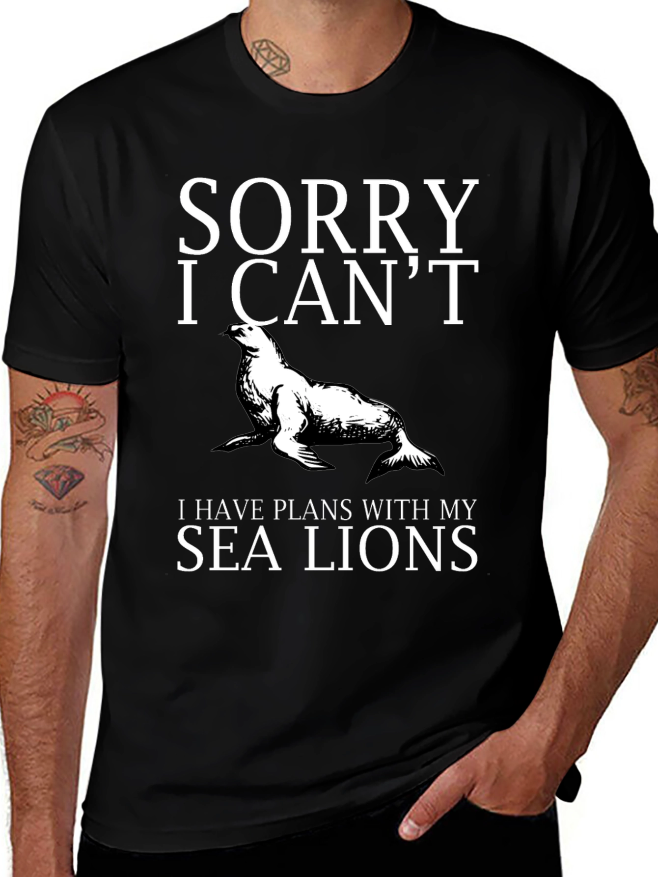 Variant 24 of Funny Sea Lion Plans Graphic T-Shirt