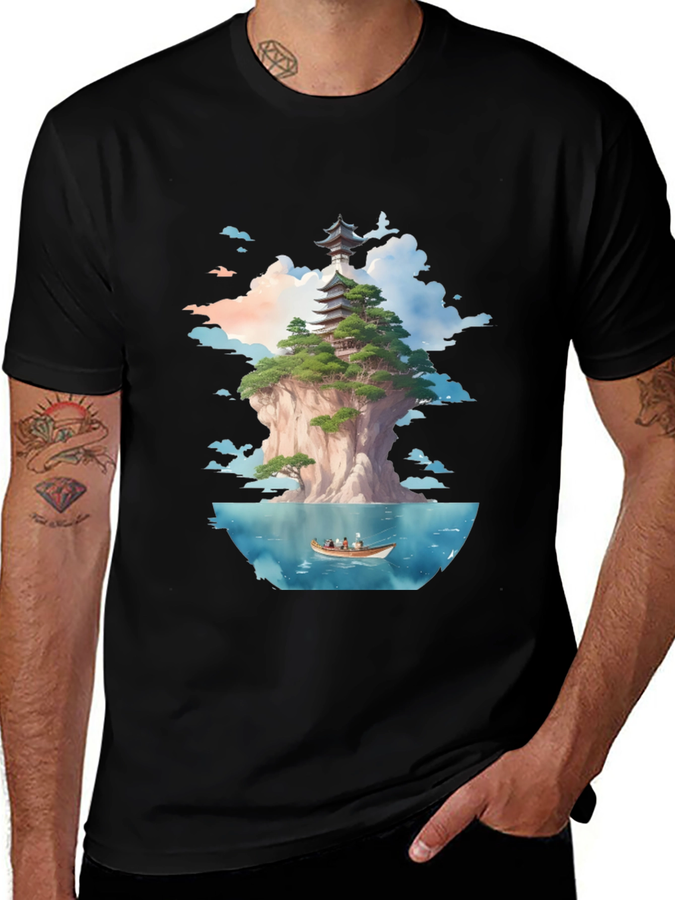 Variant 4 of Pagoda Island Graphic Tee - Unique Design
