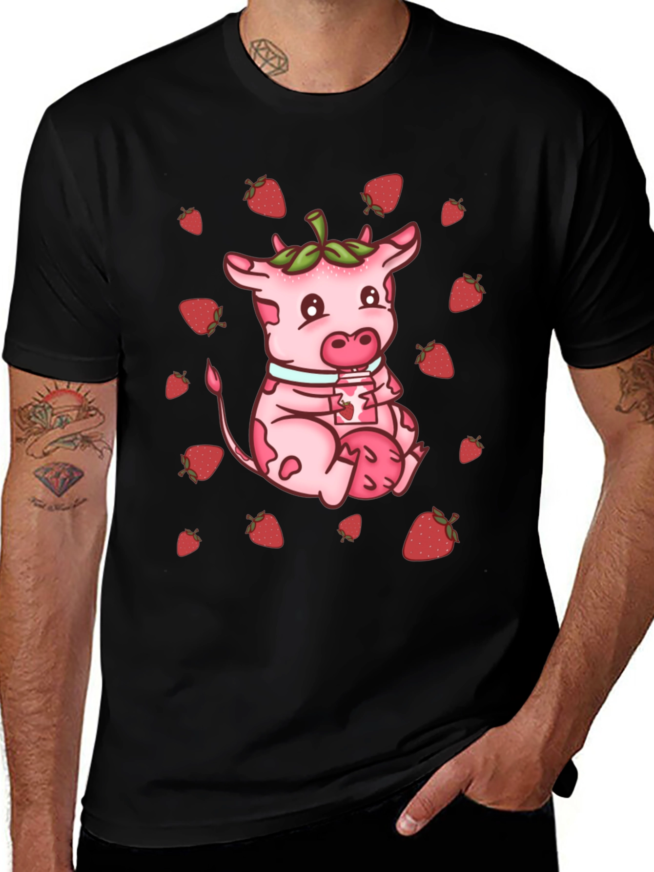 Variant 13 of Strawberry Cow T-Shirt - Cute Cartoon Design