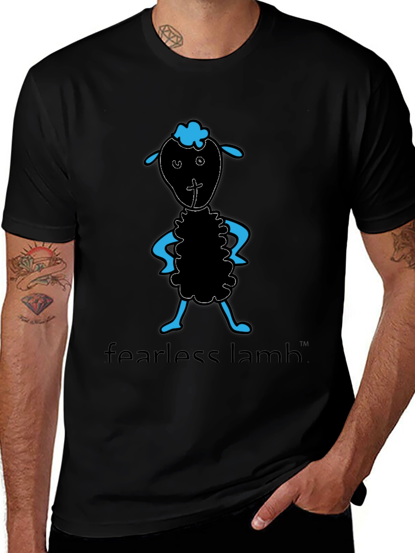 Variant 8 of Fearless Lamb Graphic Tee - Black Cotton T-Shirt